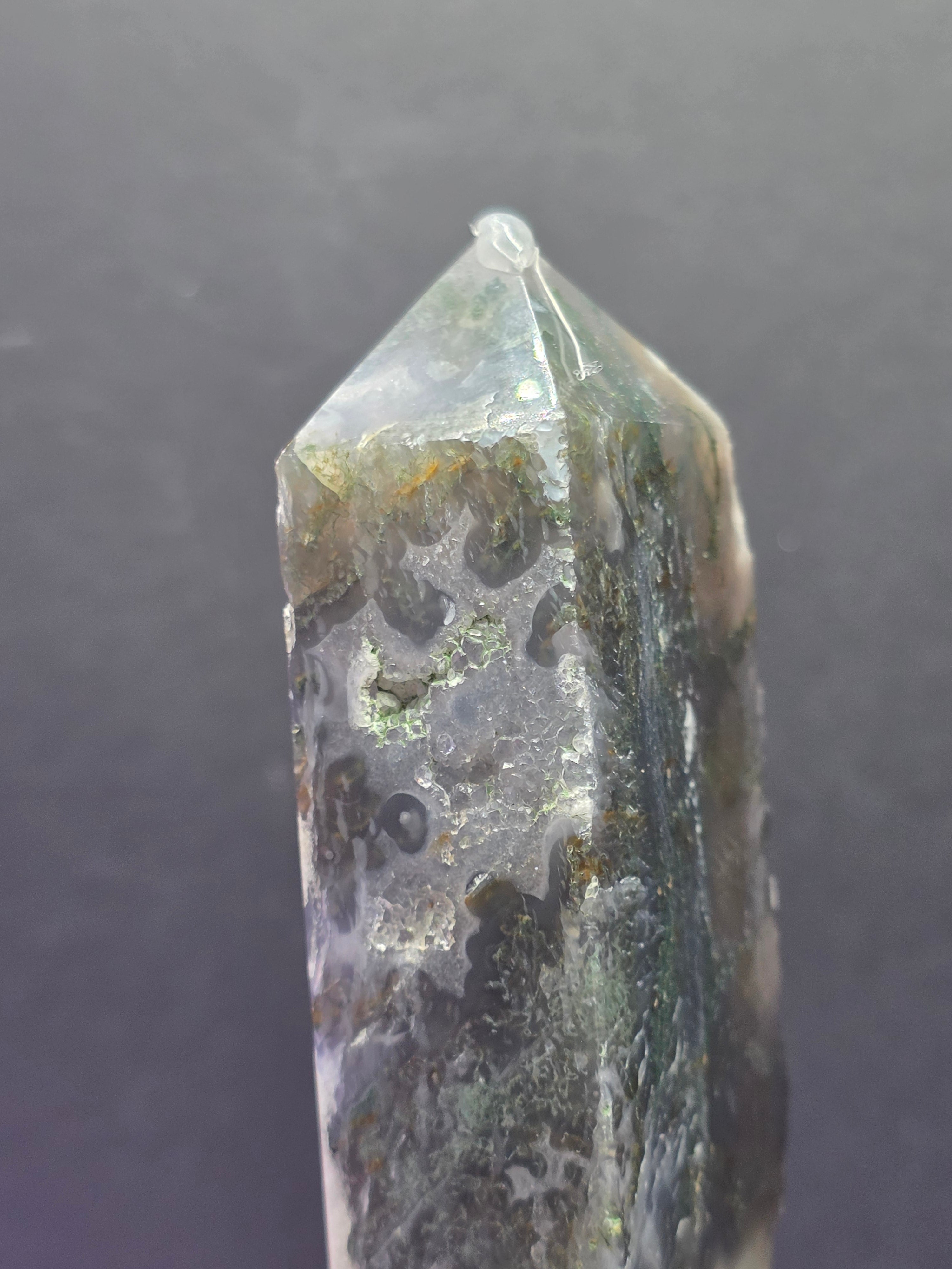 Moss Agate Druzy Chalcedony Tower F