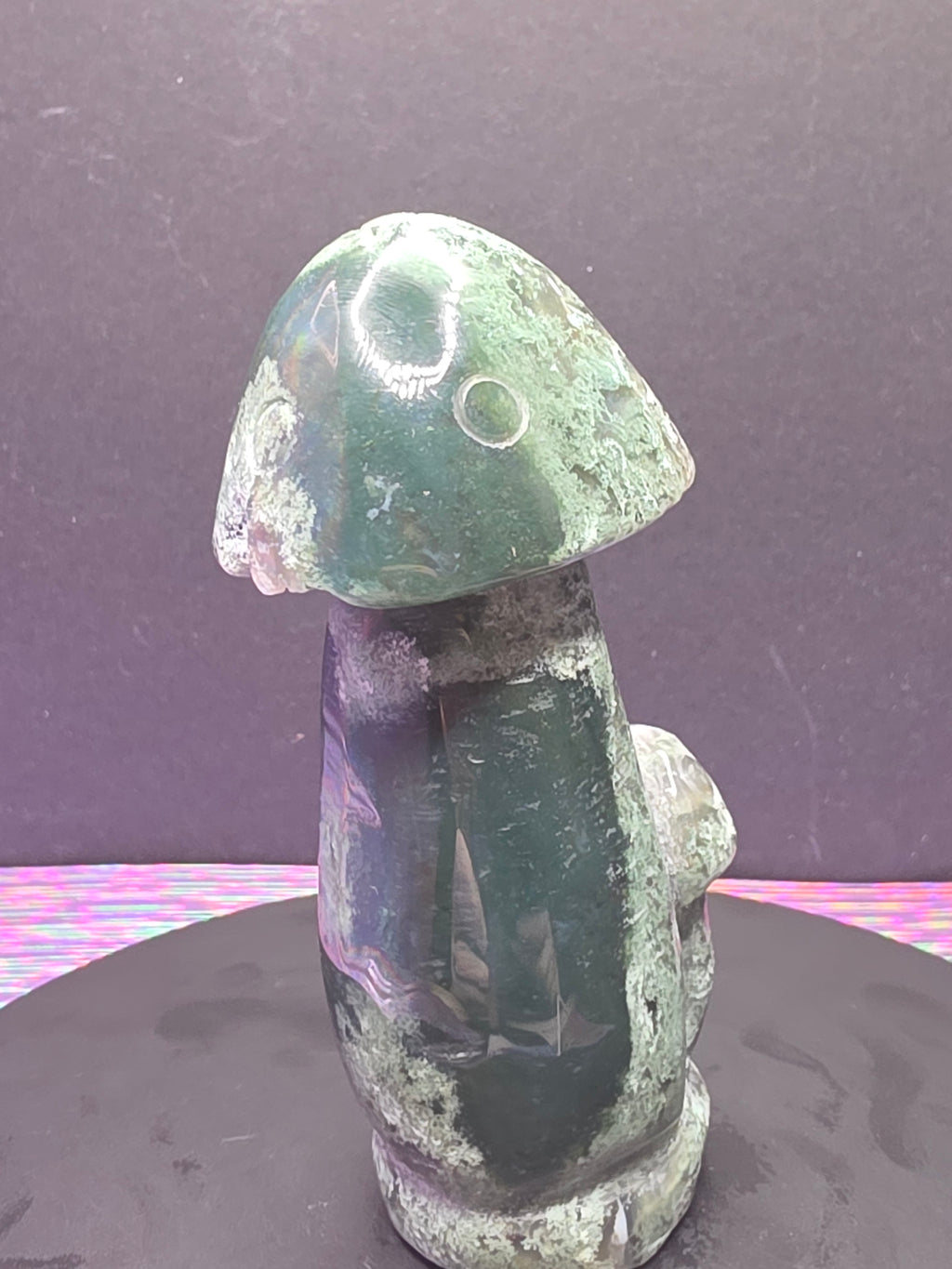 Moss Agate Mushroom Carving