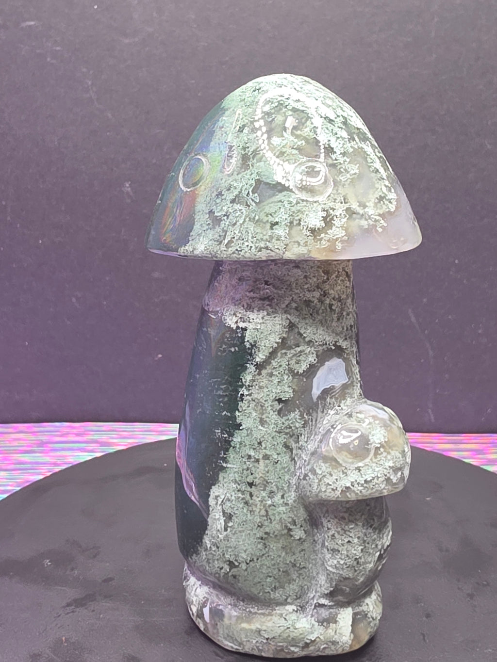 Moss Agate Mushroom Carving