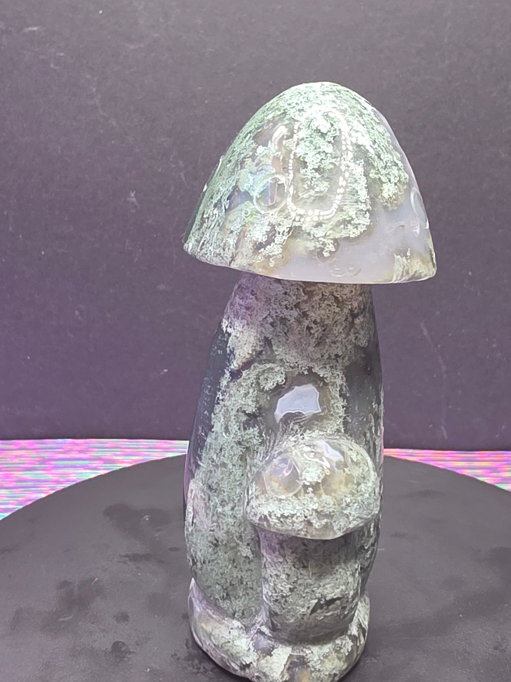 Moss Agate Mushroom Carving