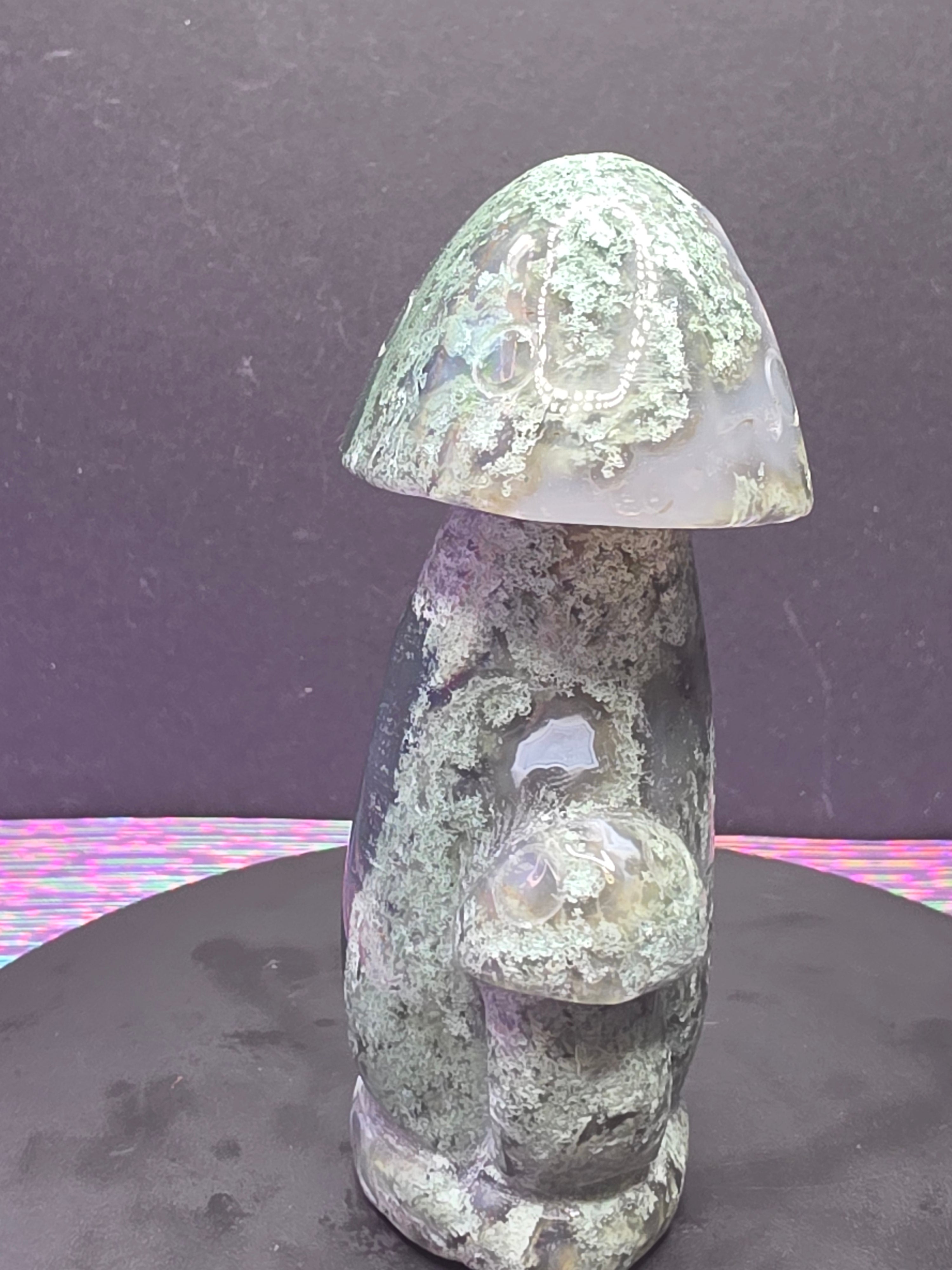 Moss Agate Mushroom Carving