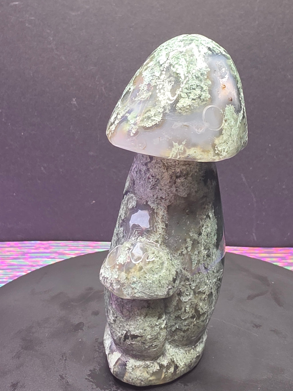 Moss Agate Mushroom Carving