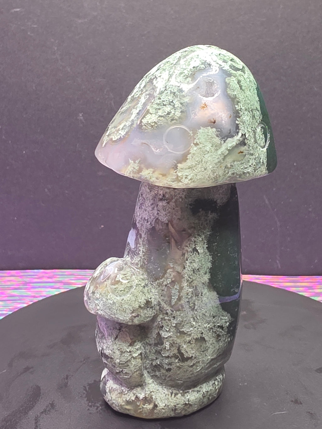 Moss Agate Mushroom Carving