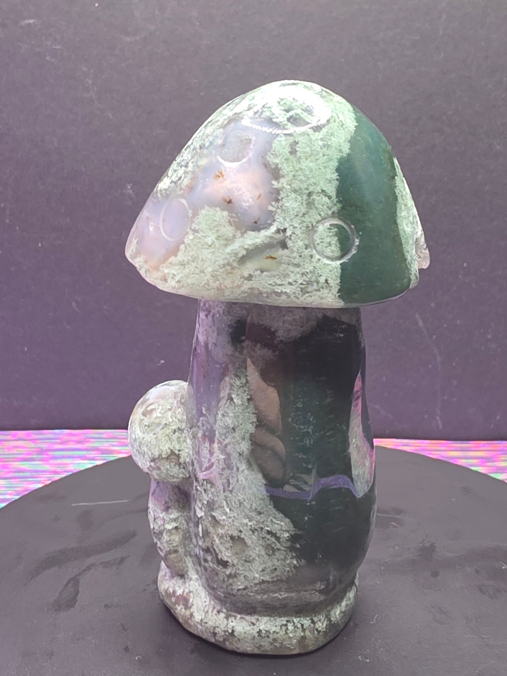 Moss Agate Mushroom Carving