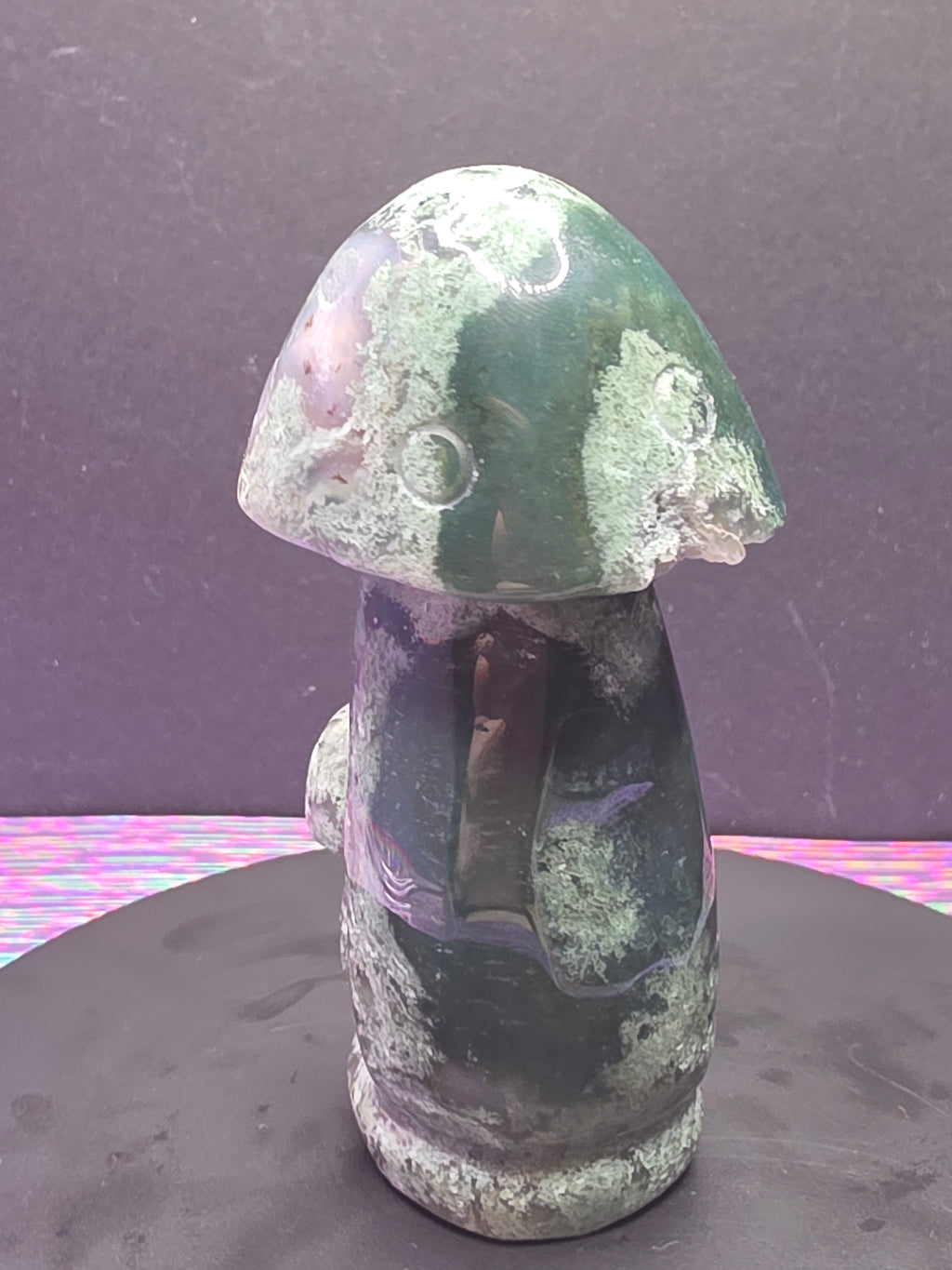 Moss Agate Mushroom Carving
