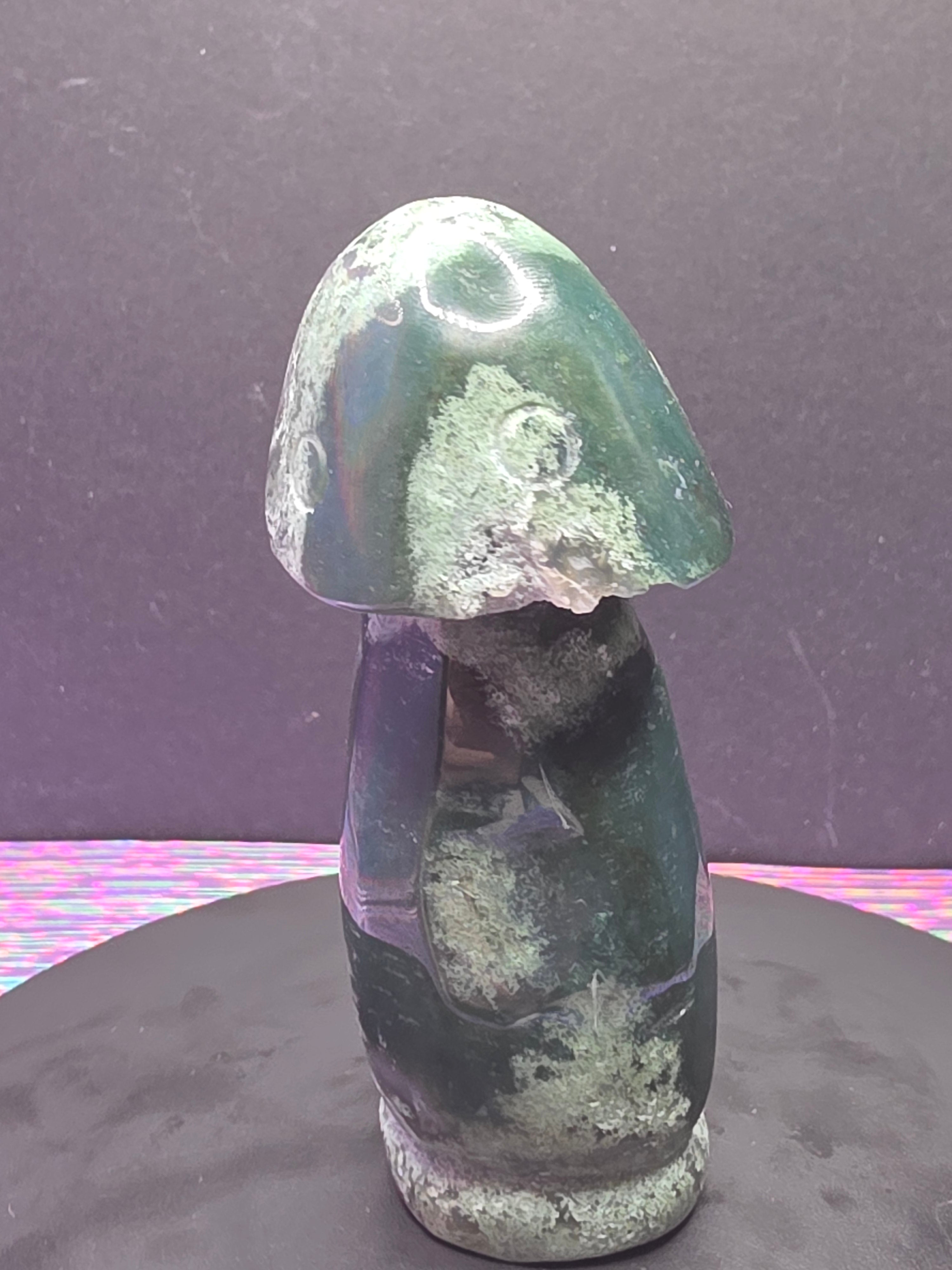 Moss Agate Mushroom Carving