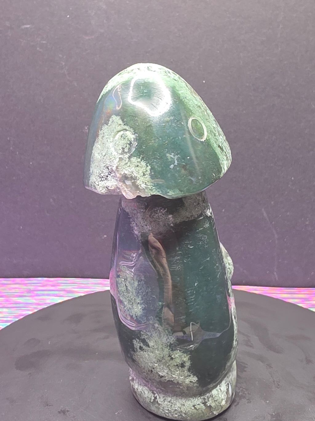 Moss Agate Mushroom Carving