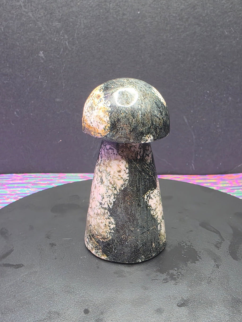 Snowflake Rhodonite Mushroom Carving A