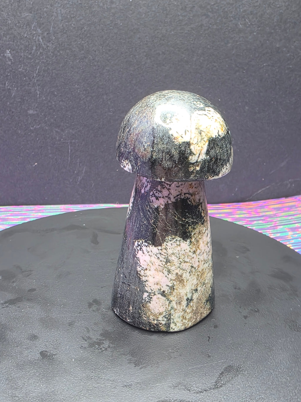Snowflake Rhodonite Mushroom Carving A