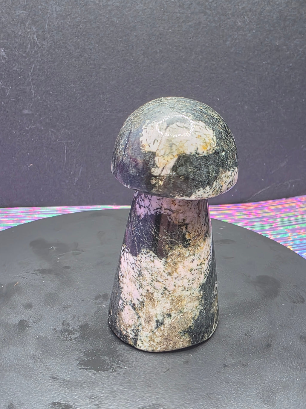 Snowflake Rhodonite Mushroom Carving A
