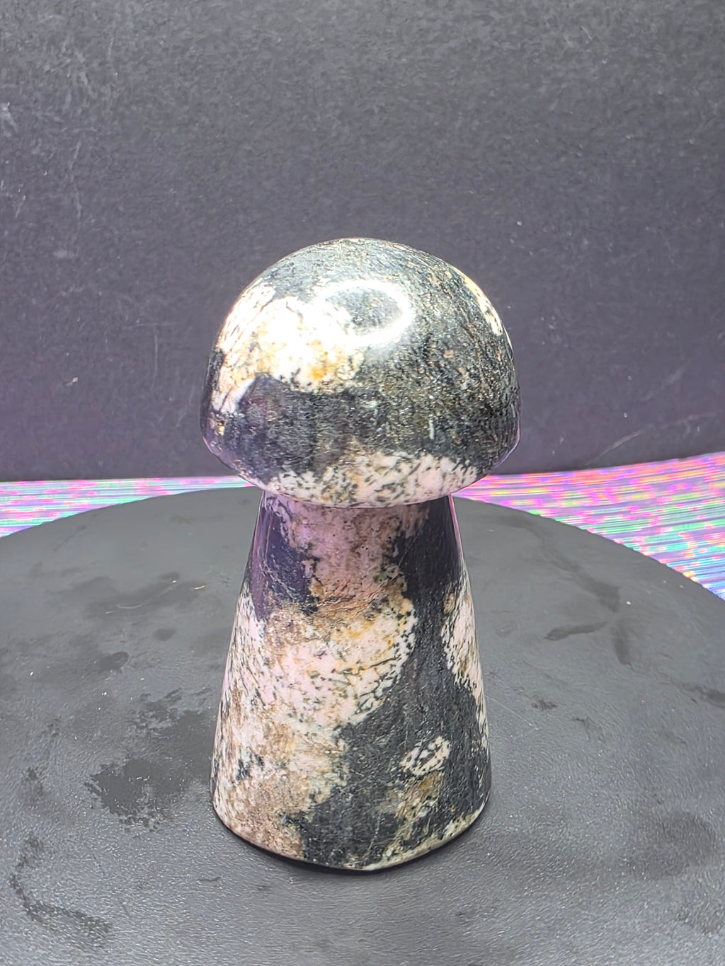 Snowflake Rhodonite Mushroom Carving A