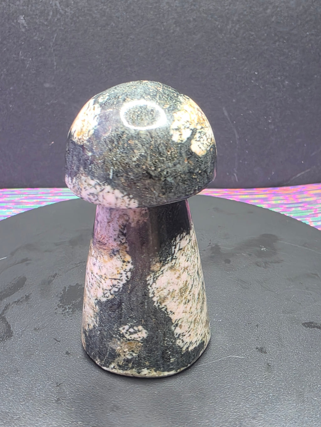 Snowflake Rhodonite Mushroom Carving A
