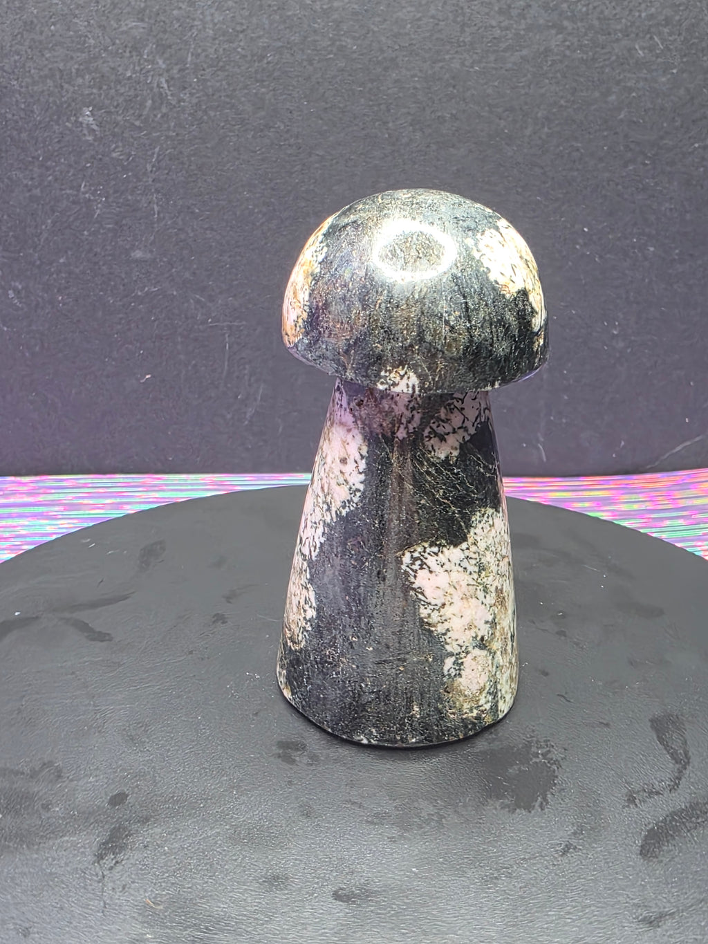 Snowflake Rhodonite Mushroom Carving A
