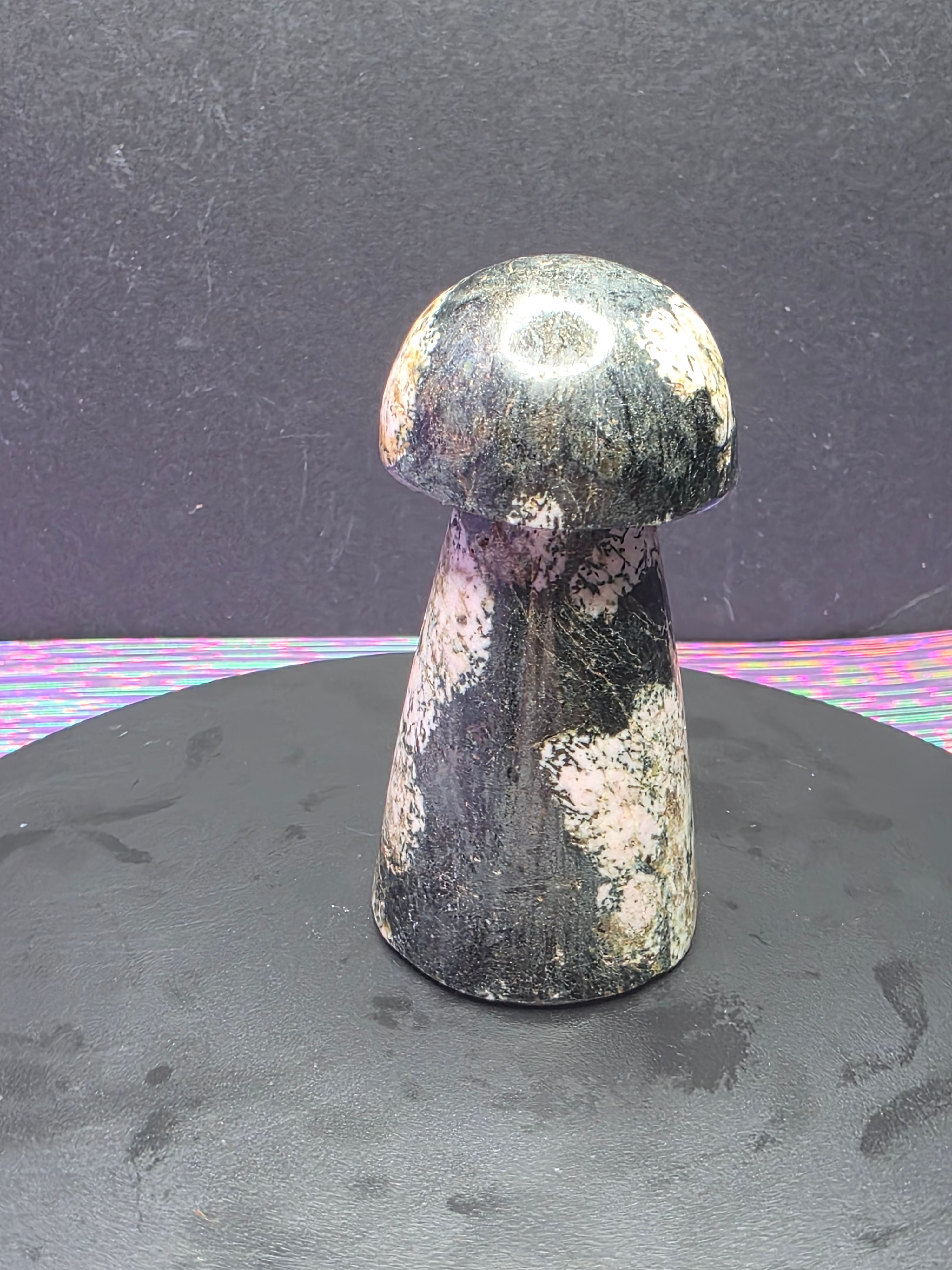 Snowflake Rhodonite Mushroom Carving A