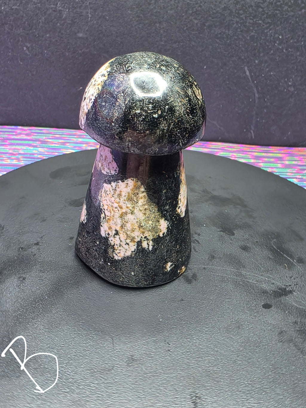Snowflake Rhodonite Mushroom Carving B