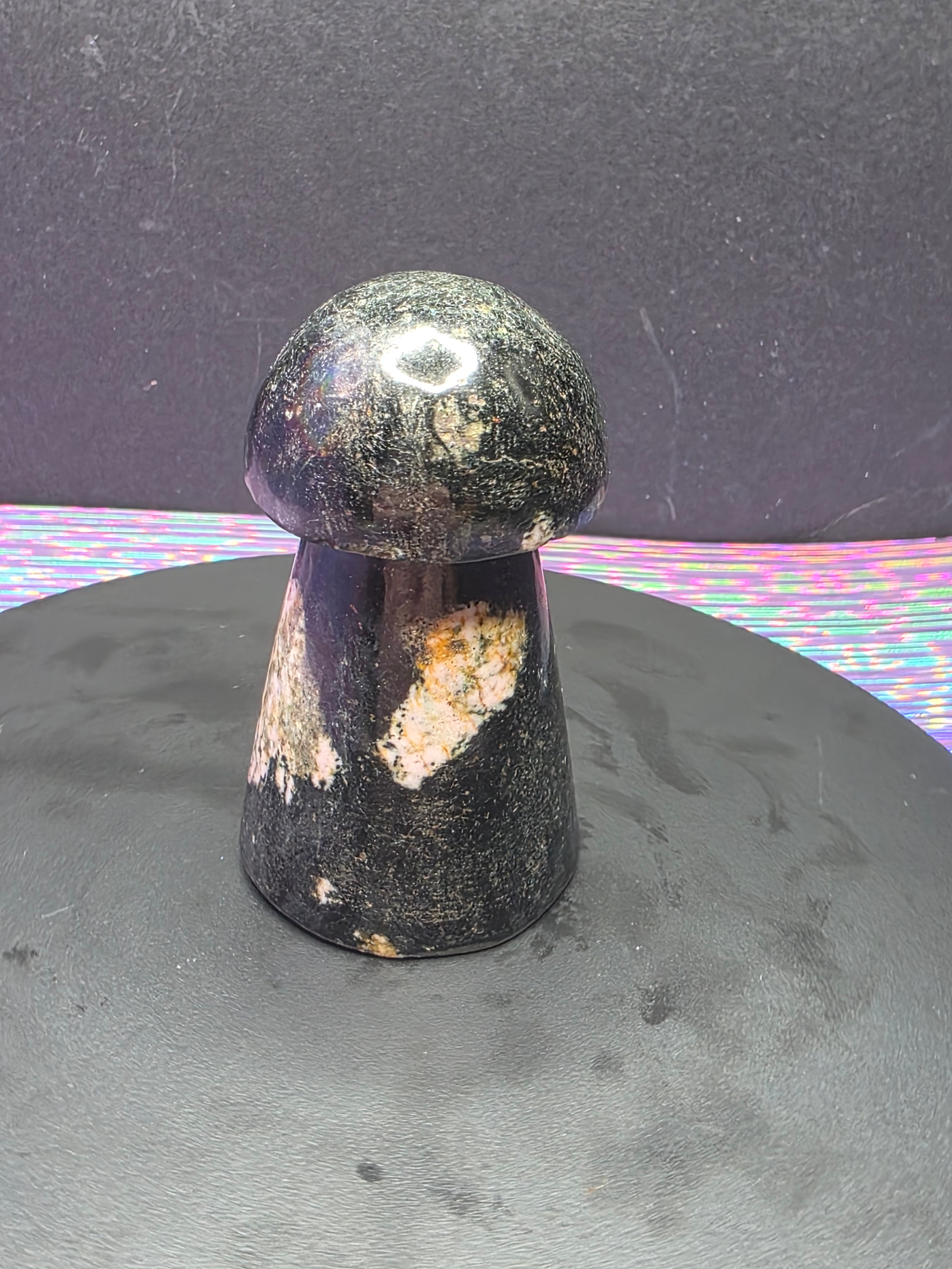 Snowflake Rhodonite Mushroom Carving B