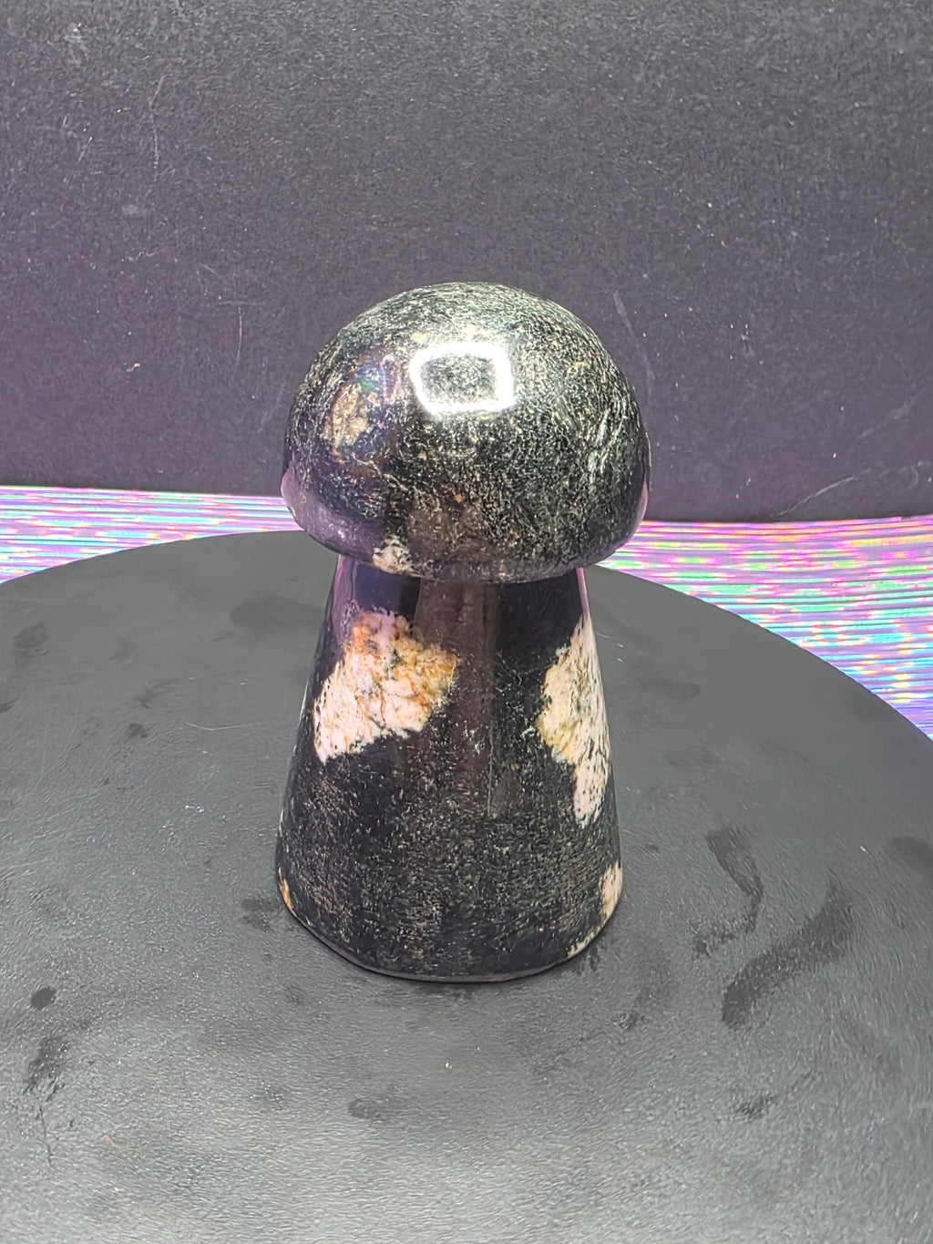 Snowflake Rhodonite Mushroom Carving B