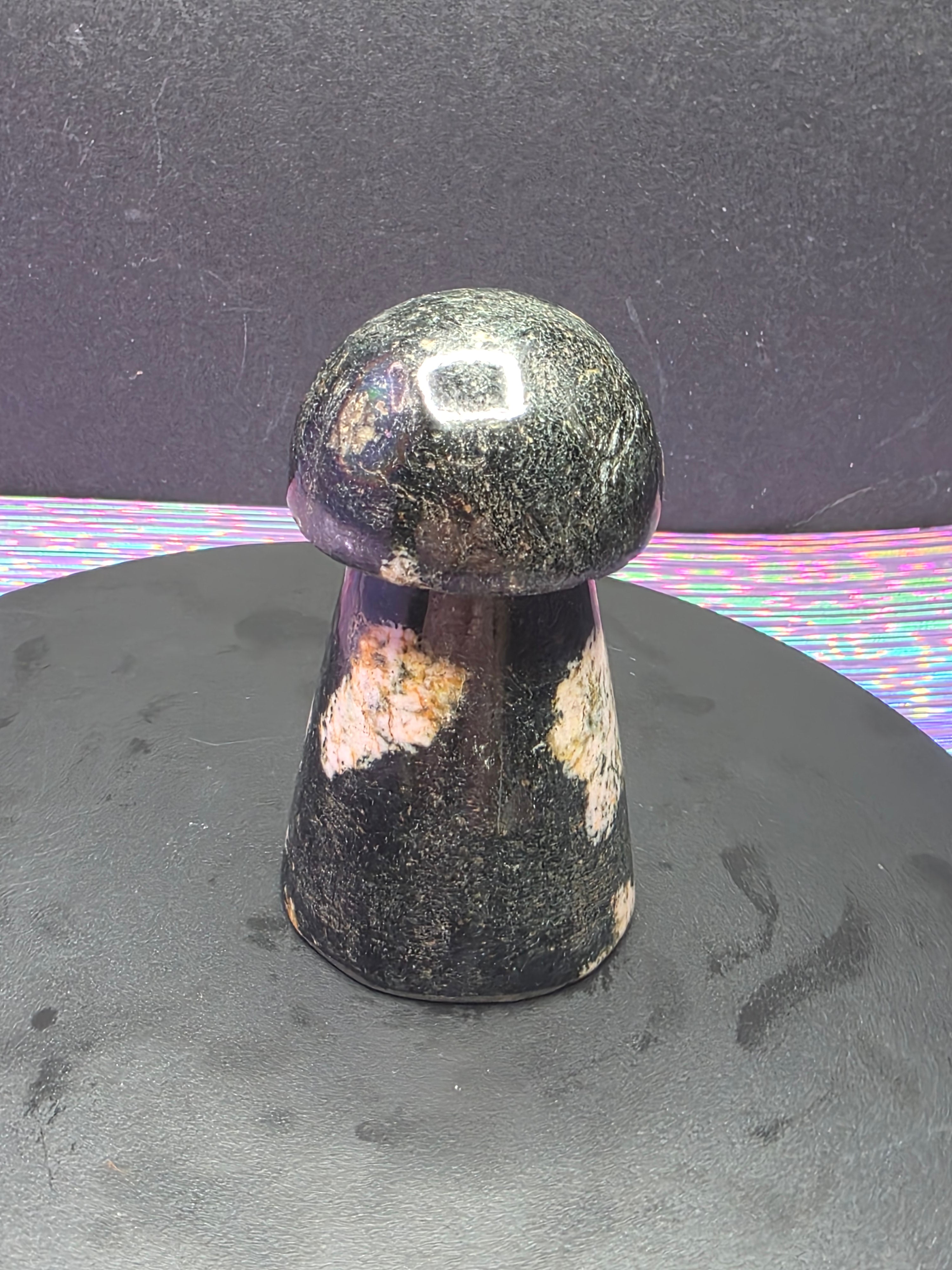 Snowflake Rhodonite Mushroom Carving B