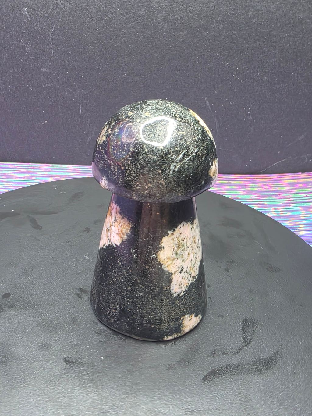 Snowflake Rhodonite Mushroom Carving B