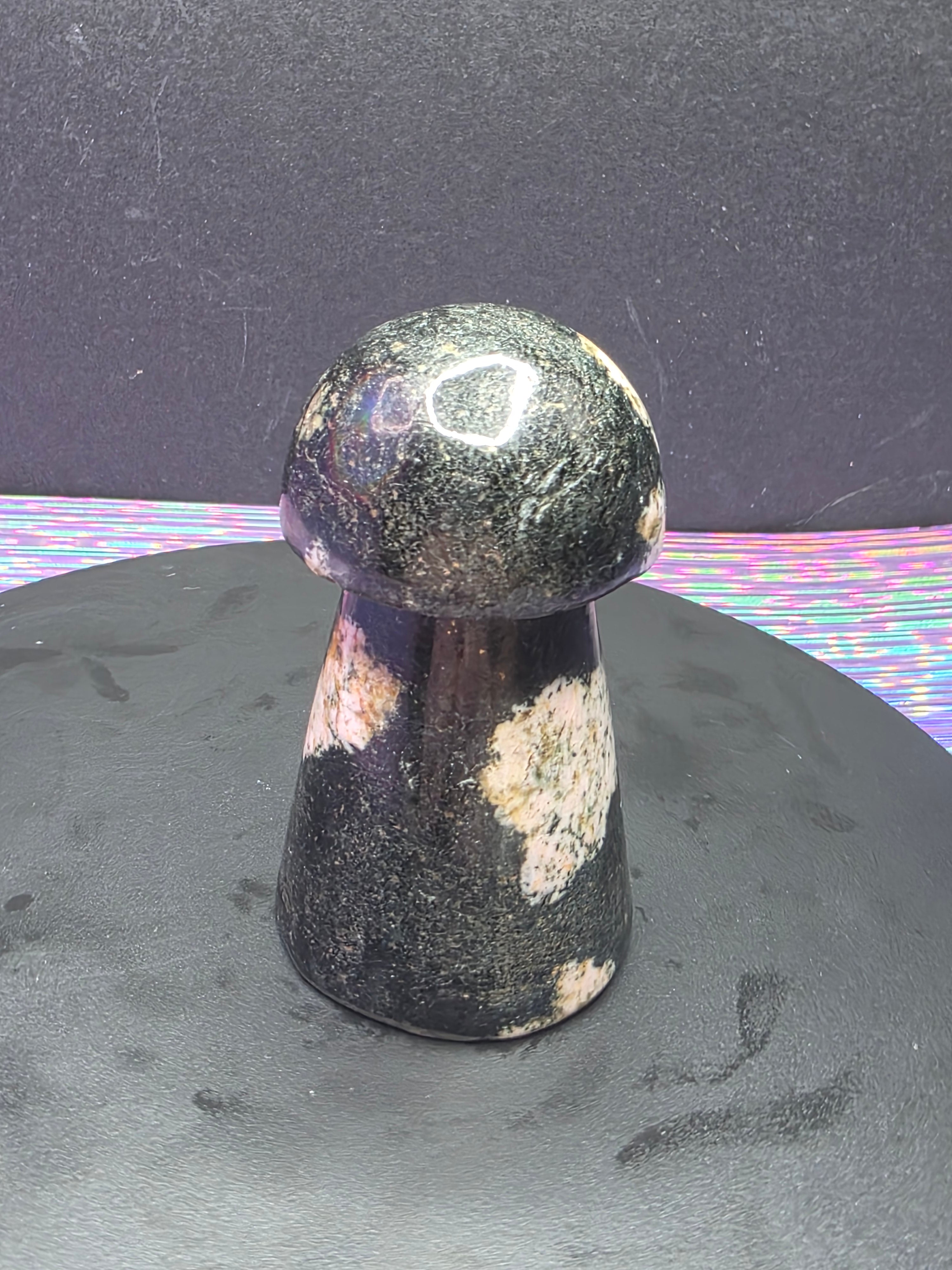 Snowflake Rhodonite Mushroom Carving B