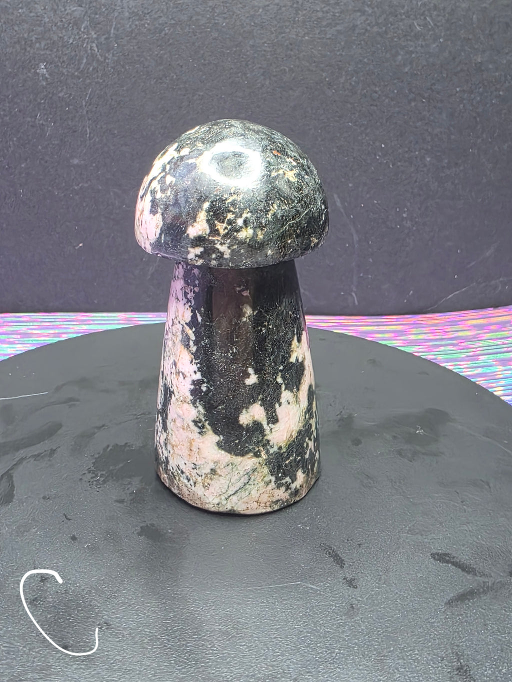 Snowflake Rhodonite Mushroom Carving C