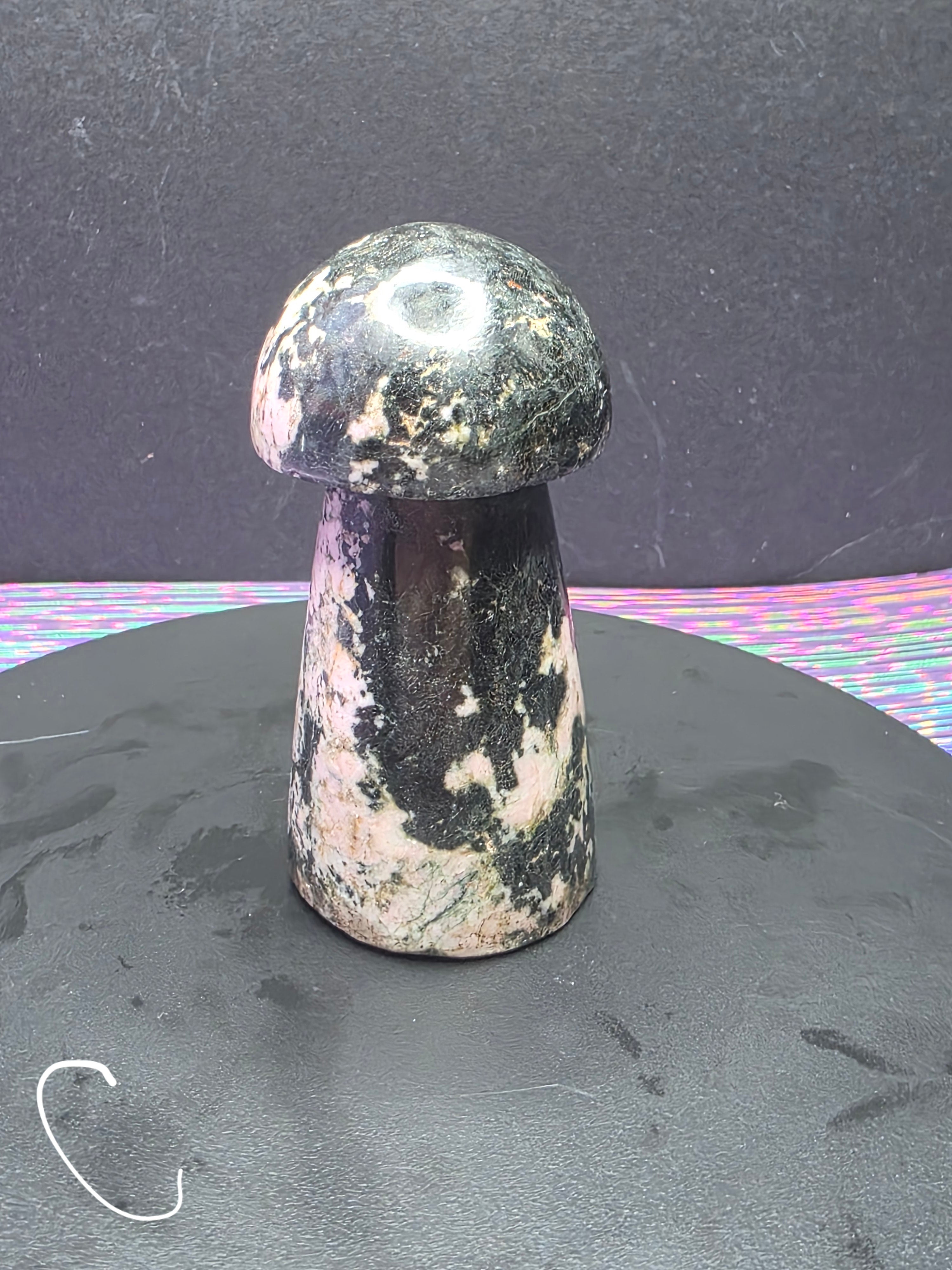 Snowflake Rhodonite Mushroom Carving C