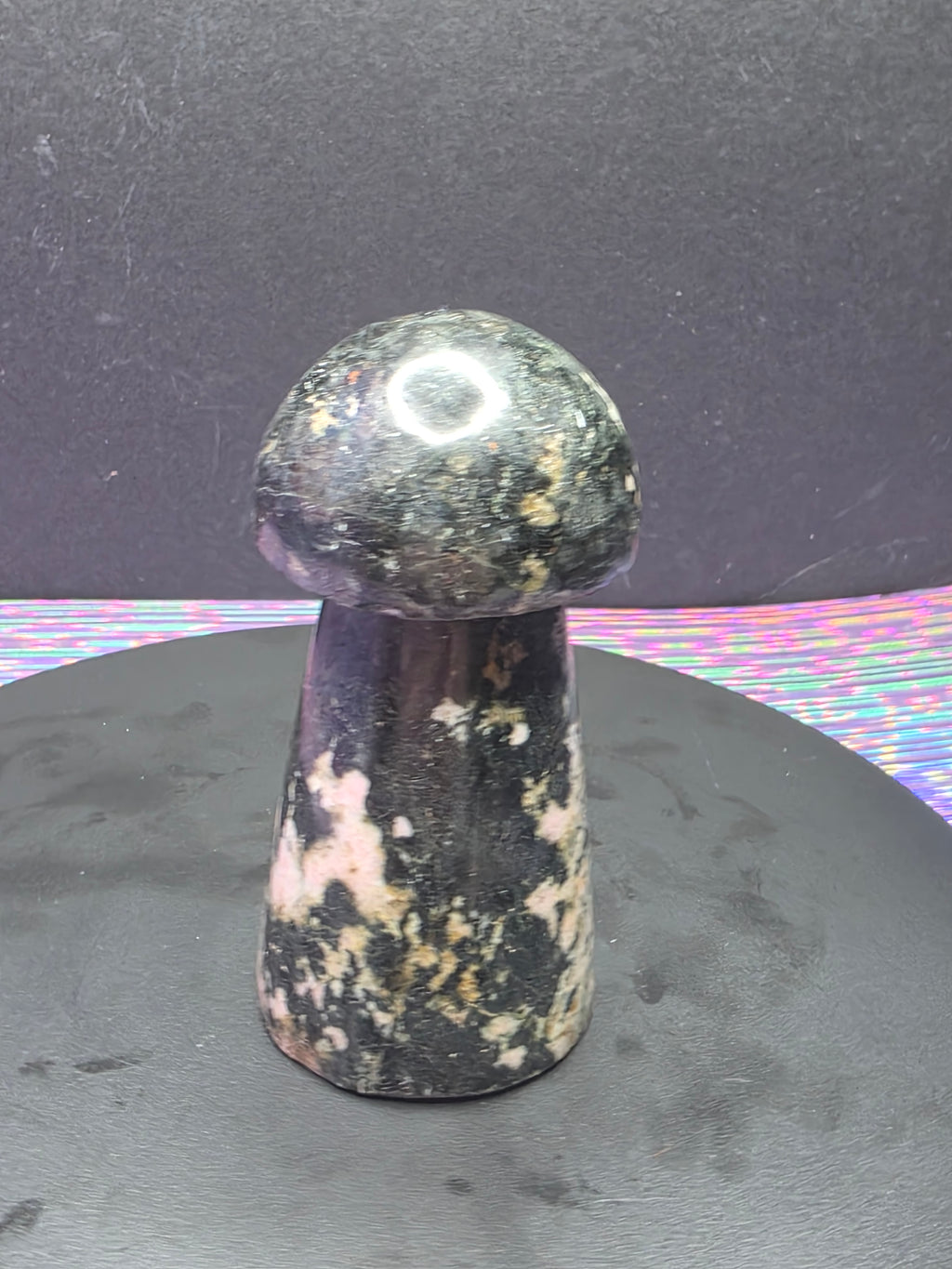 Snowflake Rhodonite Mushroom Carving C