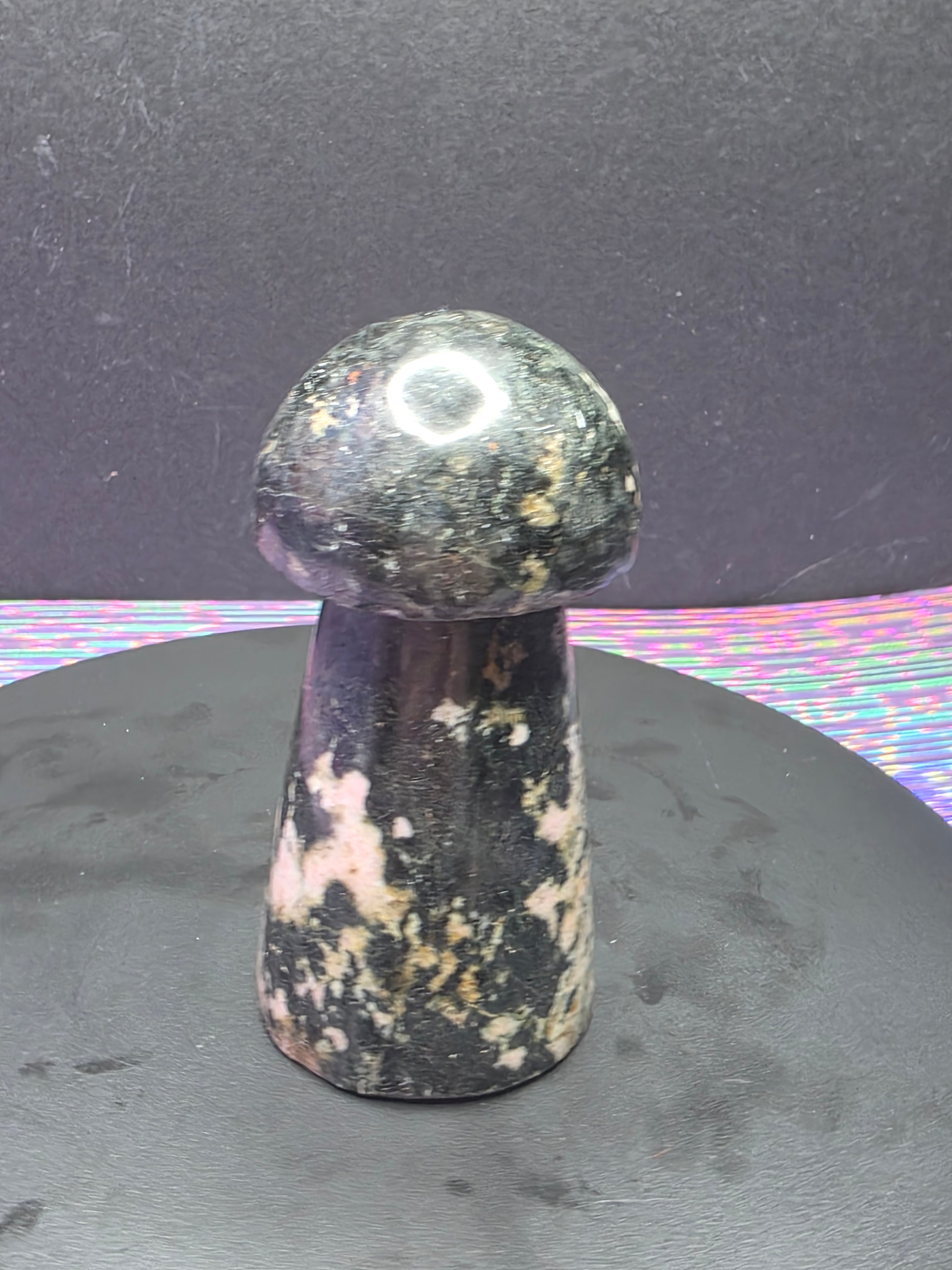 Snowflake Rhodonite Mushroom Carving C