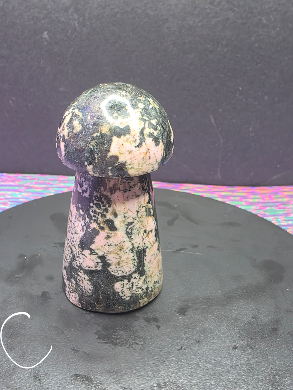 Snowflake Rhodonite Mushroom Carving C