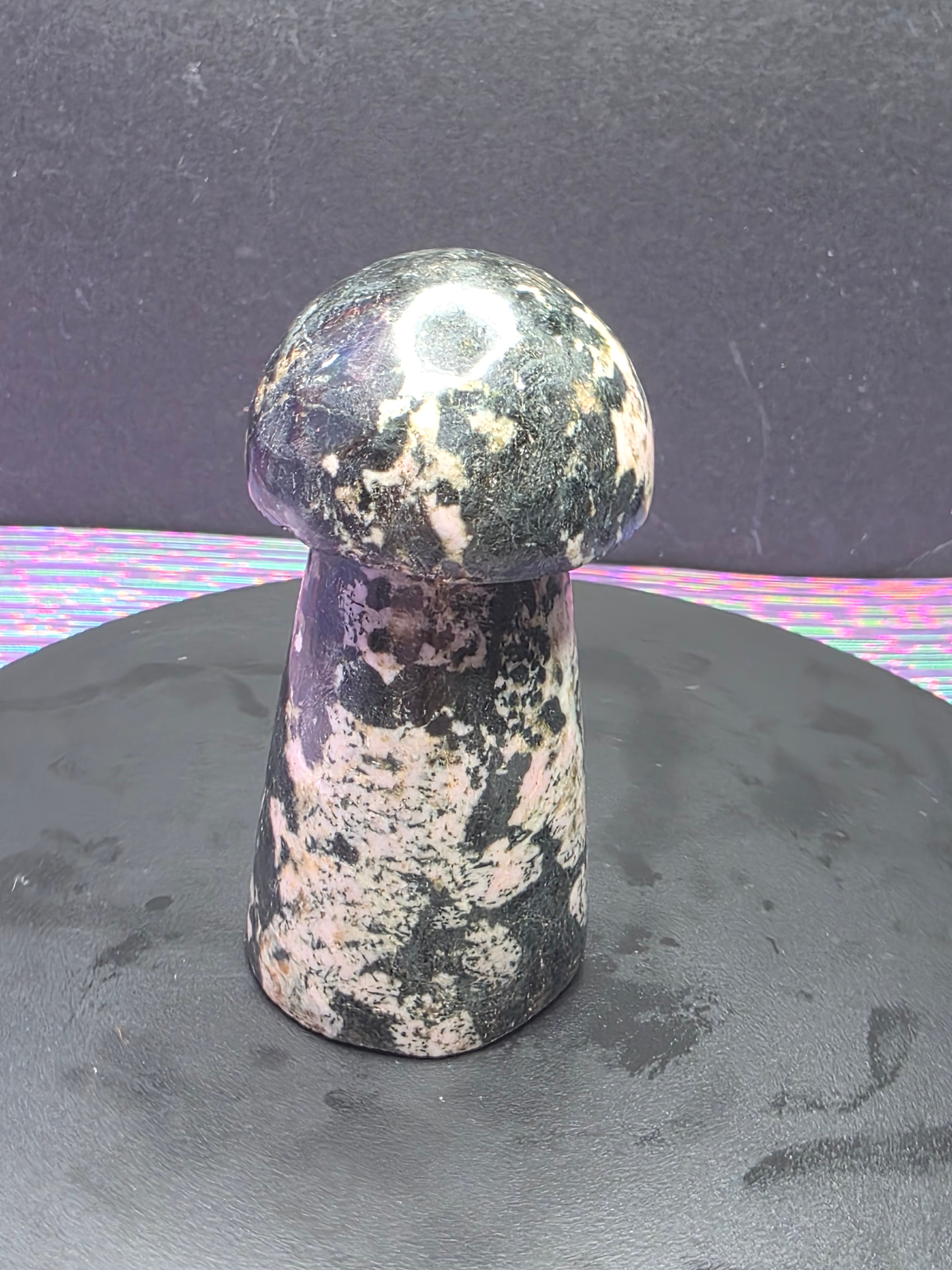 Snowflake Rhodonite Mushroom Carving C