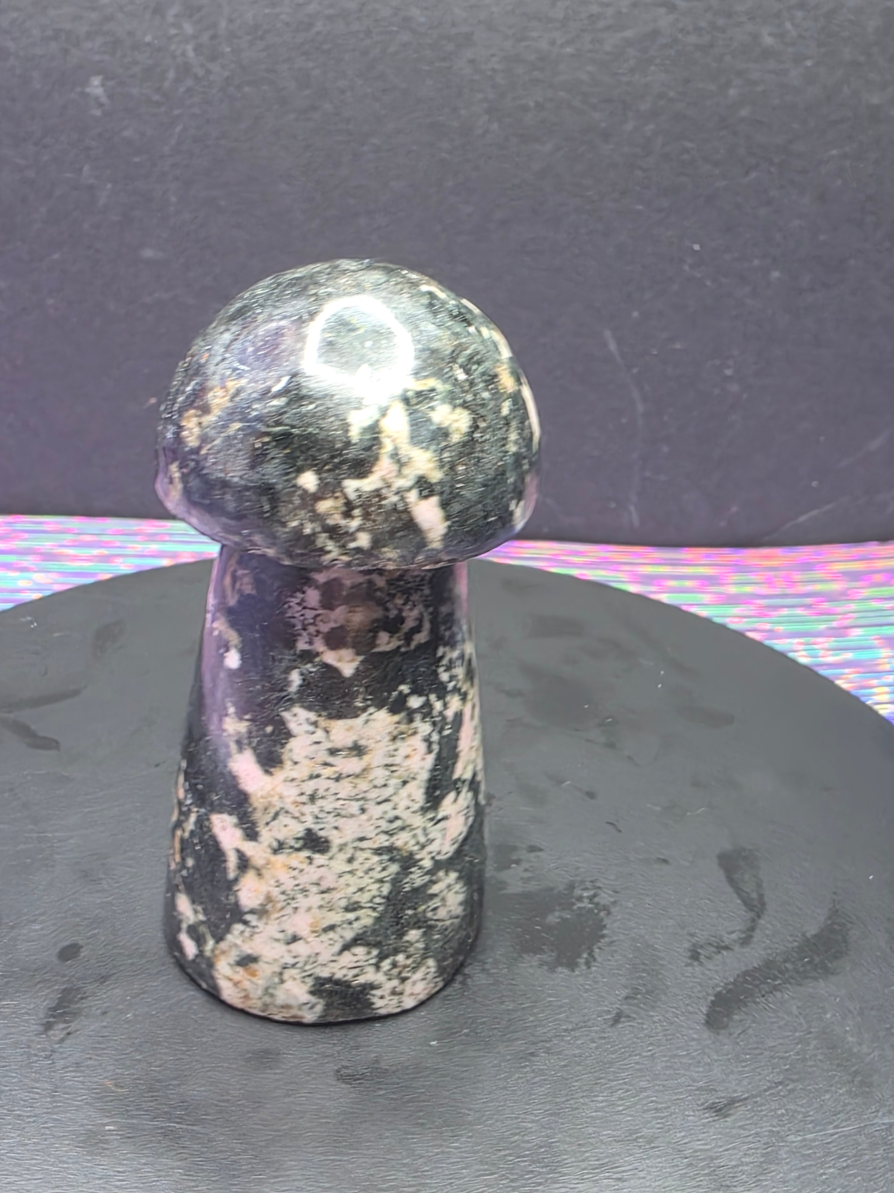 Snowflake Rhodonite Mushroom Carving C
