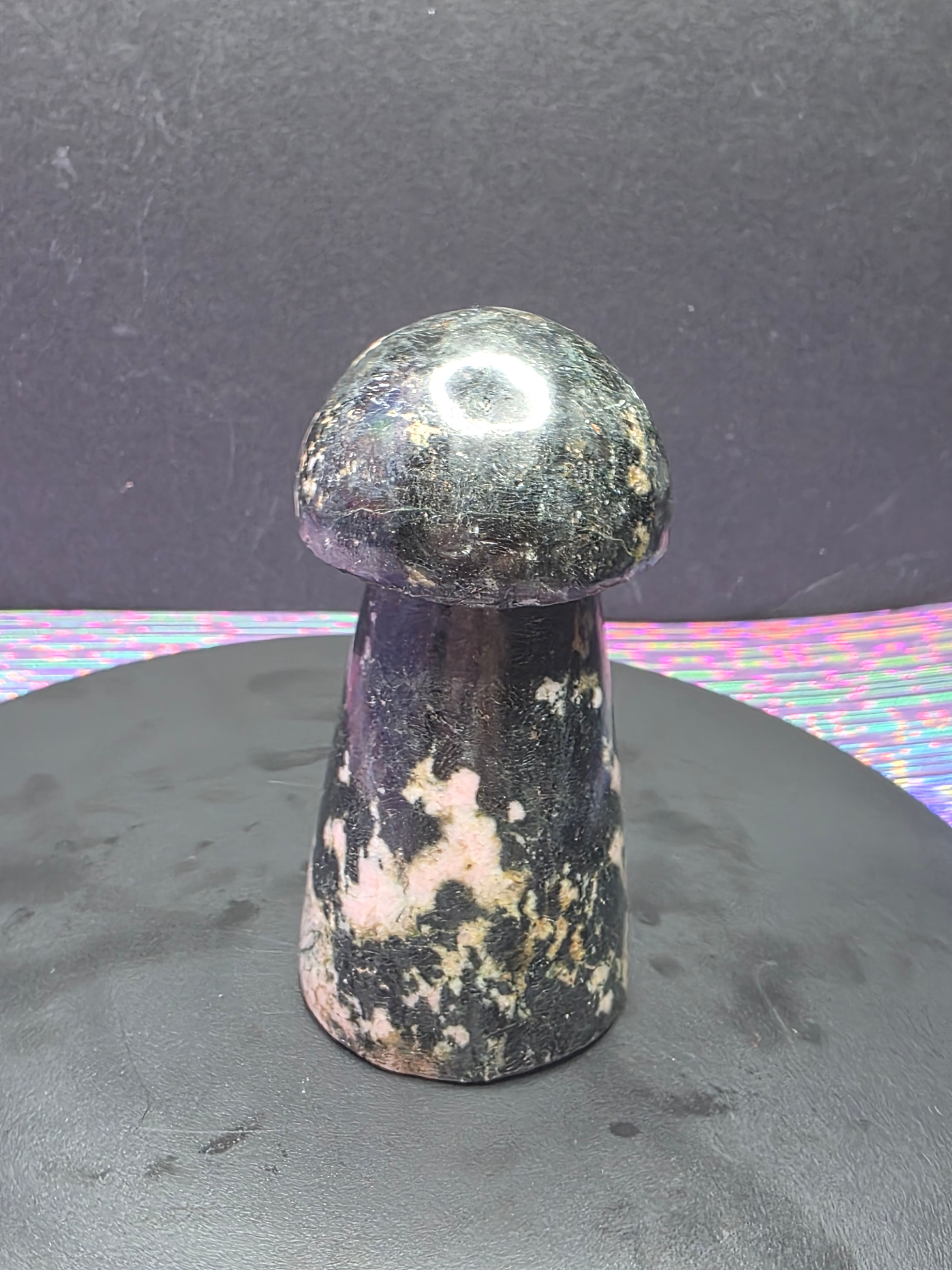 Snowflake Rhodonite Mushroom Carving C