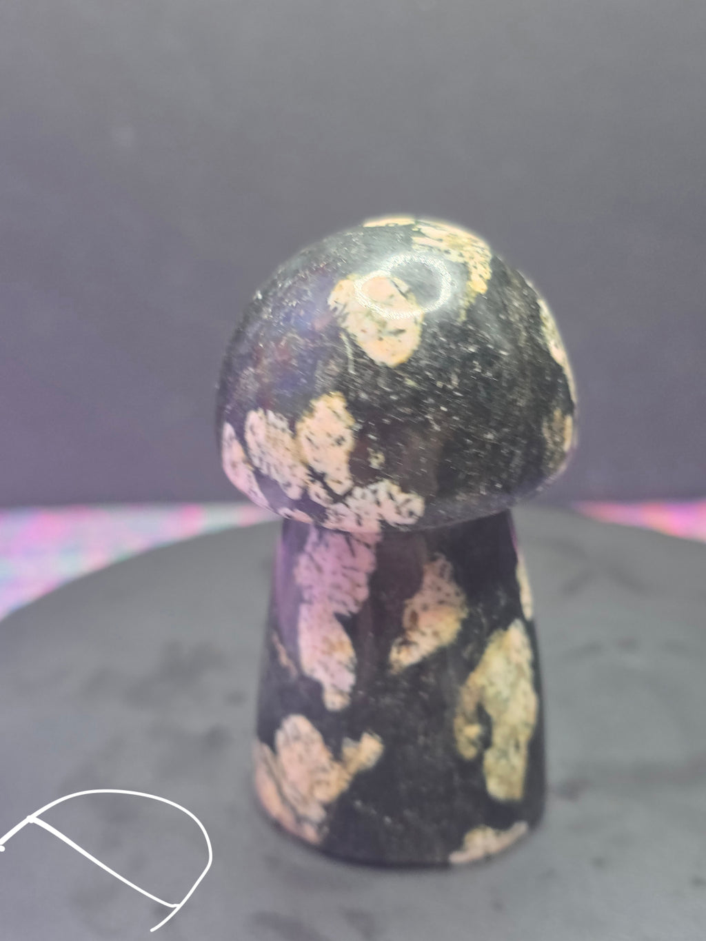 Snowflake Rhodonite Mushroom Carving D