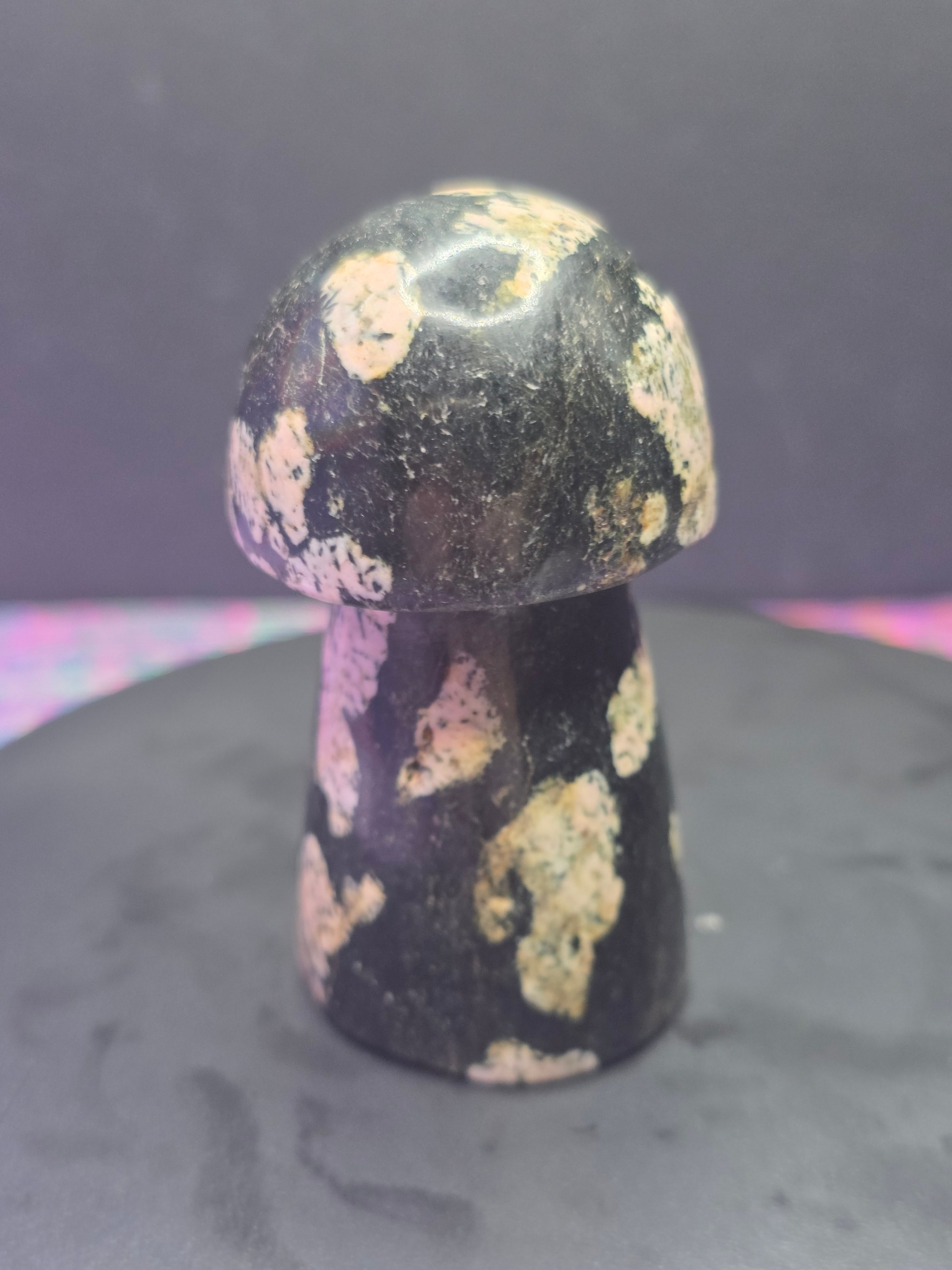 Snowflake Rhodonite Mushroom Carving D