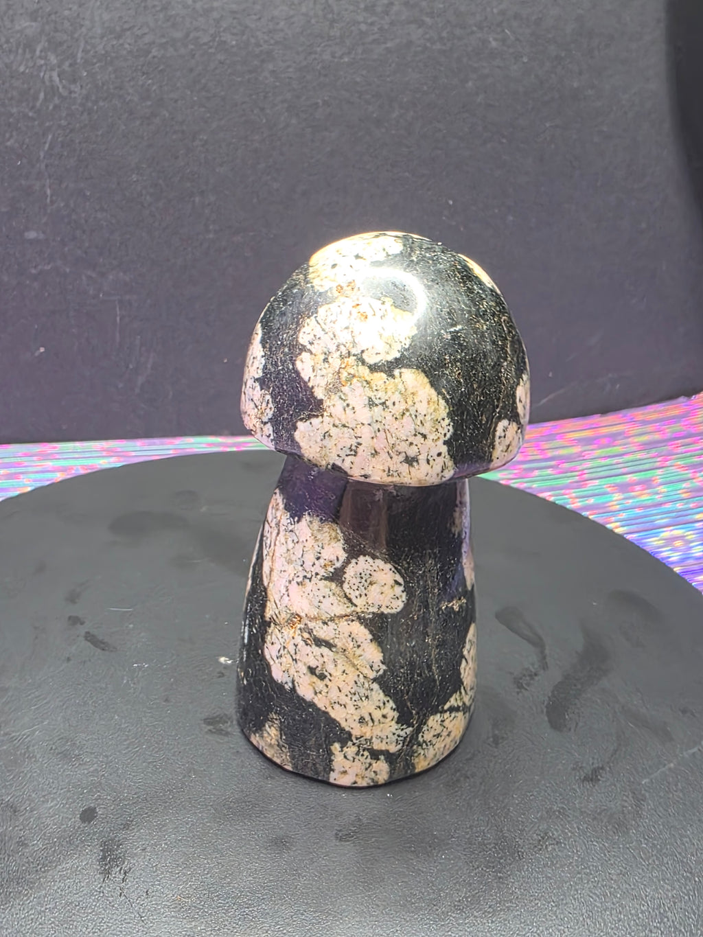 Snowflake Rhodonite Mushroom Carving D