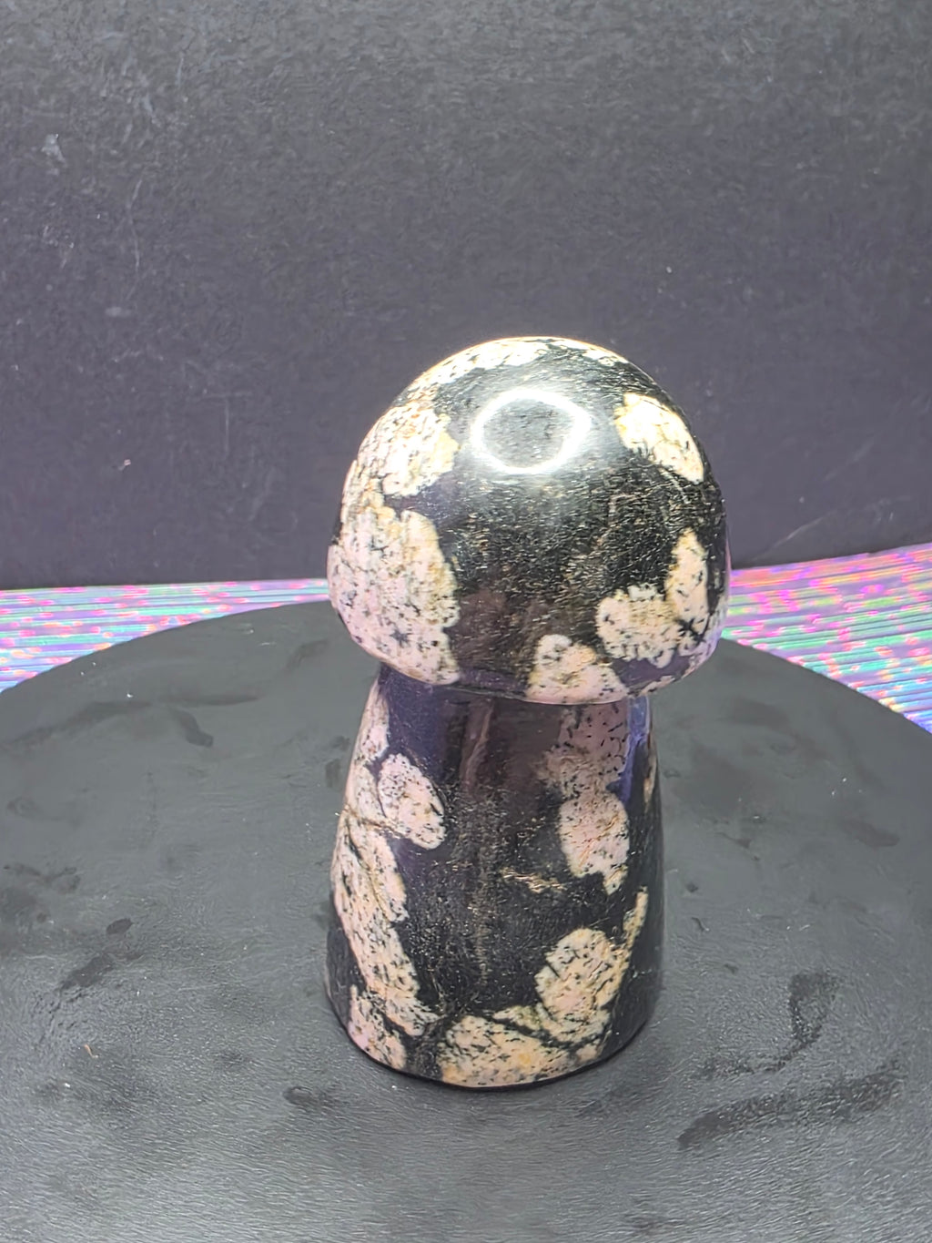 Snowflake Rhodonite Mushroom Carving D