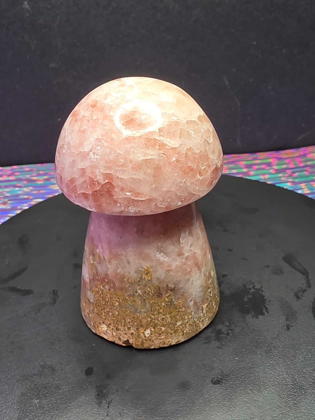 🍄 Strawberry Calcite Mushroom Carving A