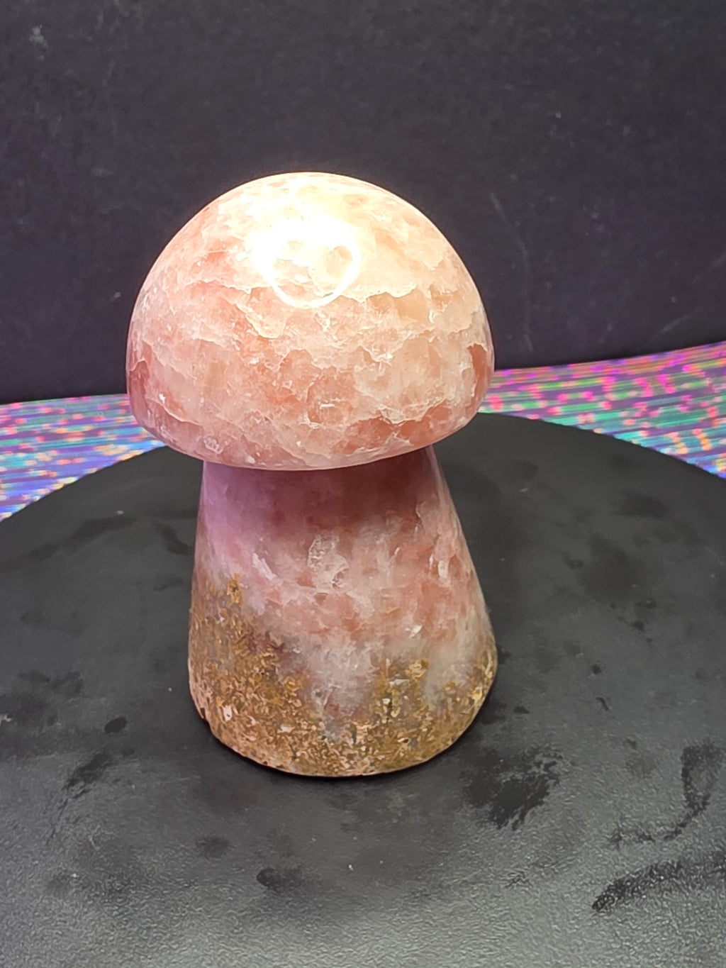 🍄 Strawberry Calcite Mushroom Carving A