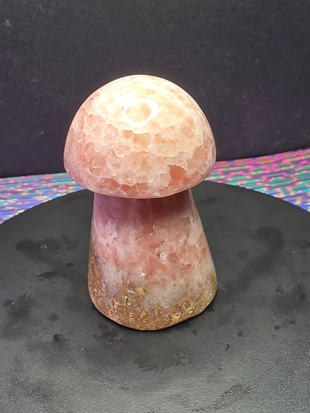 🍄 Strawberry Calcite Mushroom Carving A