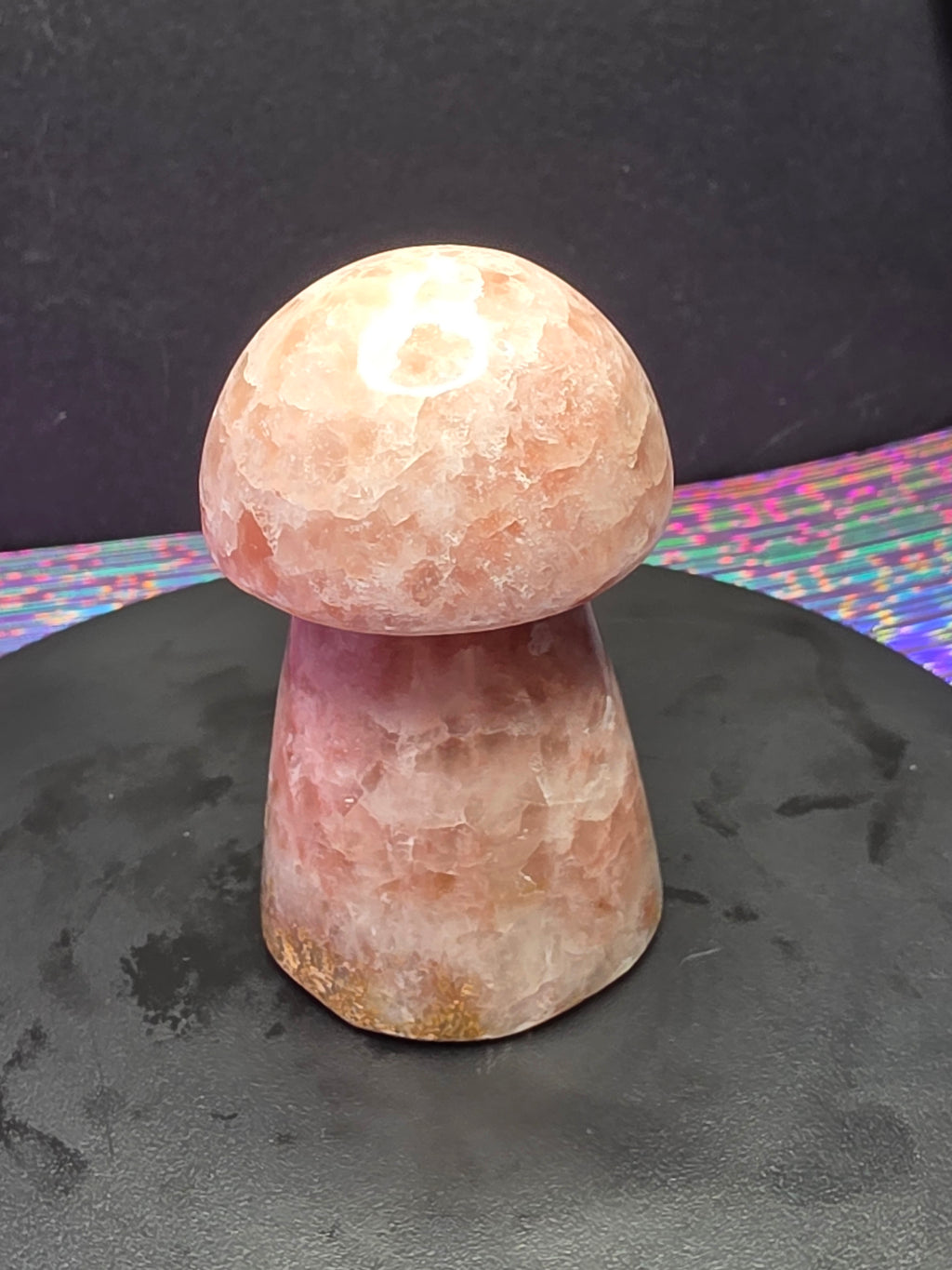 🍄 Strawberry Calcite Mushroom Carving A