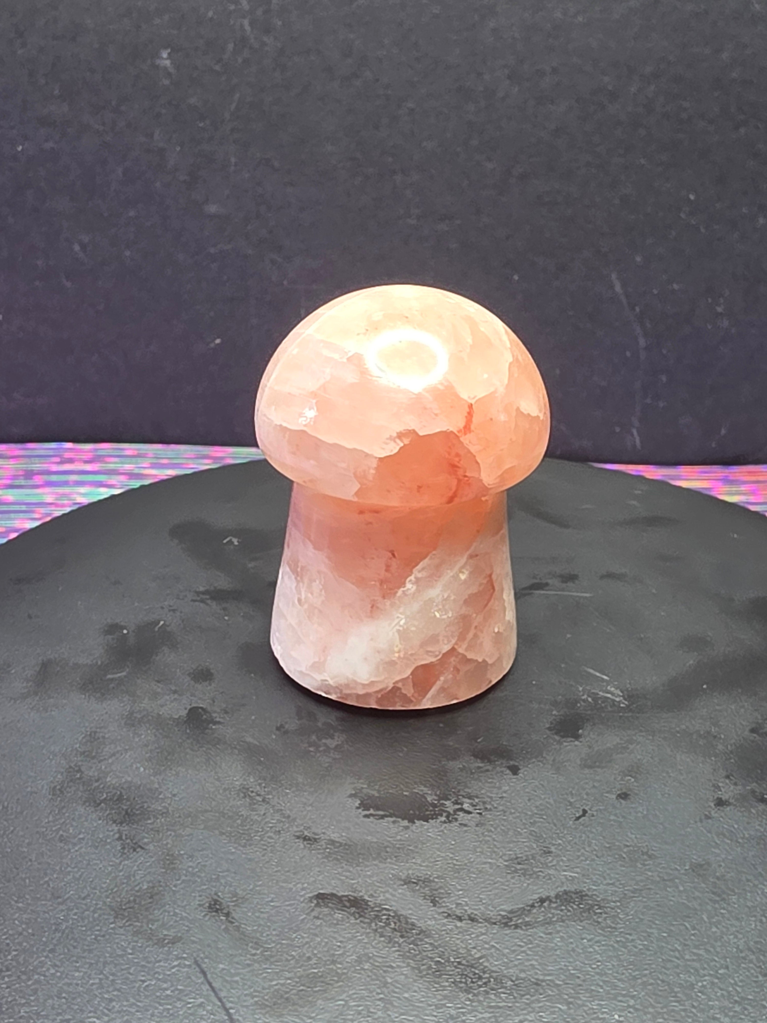 🍄 Strawberry Calcite Mushroom Carving B