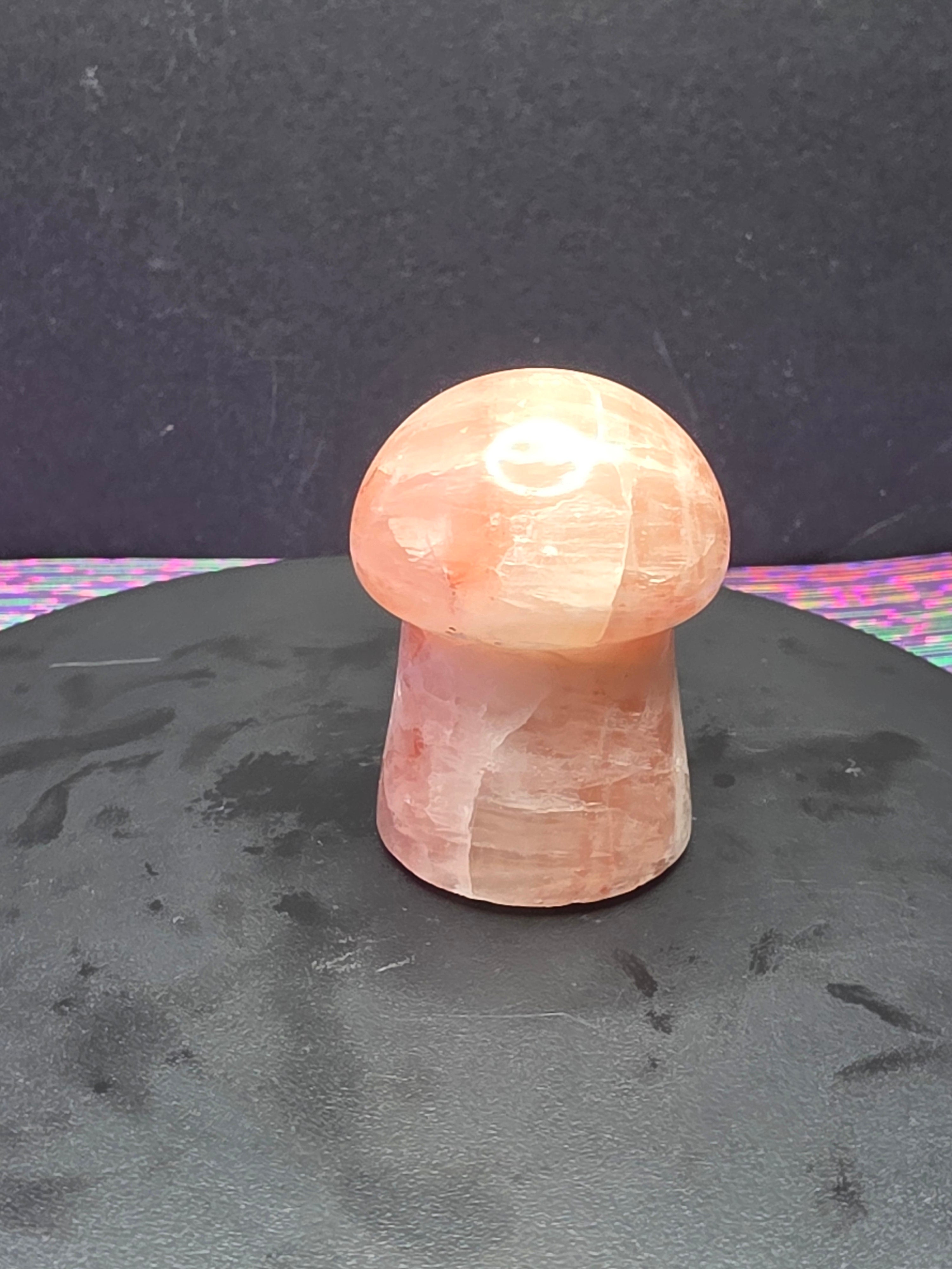 🍄 Strawberry Calcite Mushroom Carving B