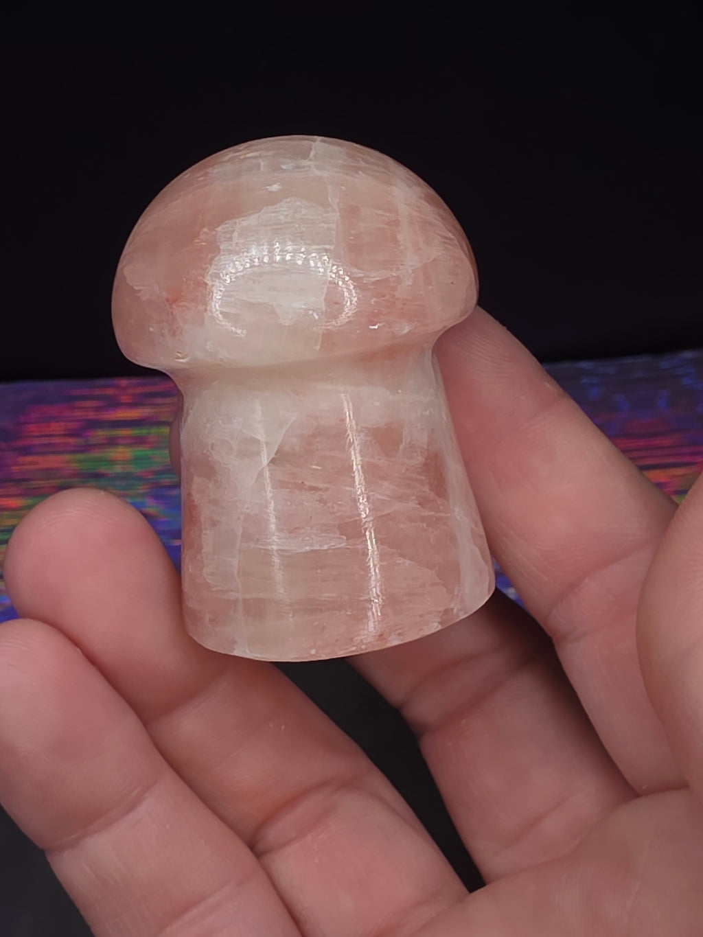 🍄 Strawberry Calcite Mushroom Carving B