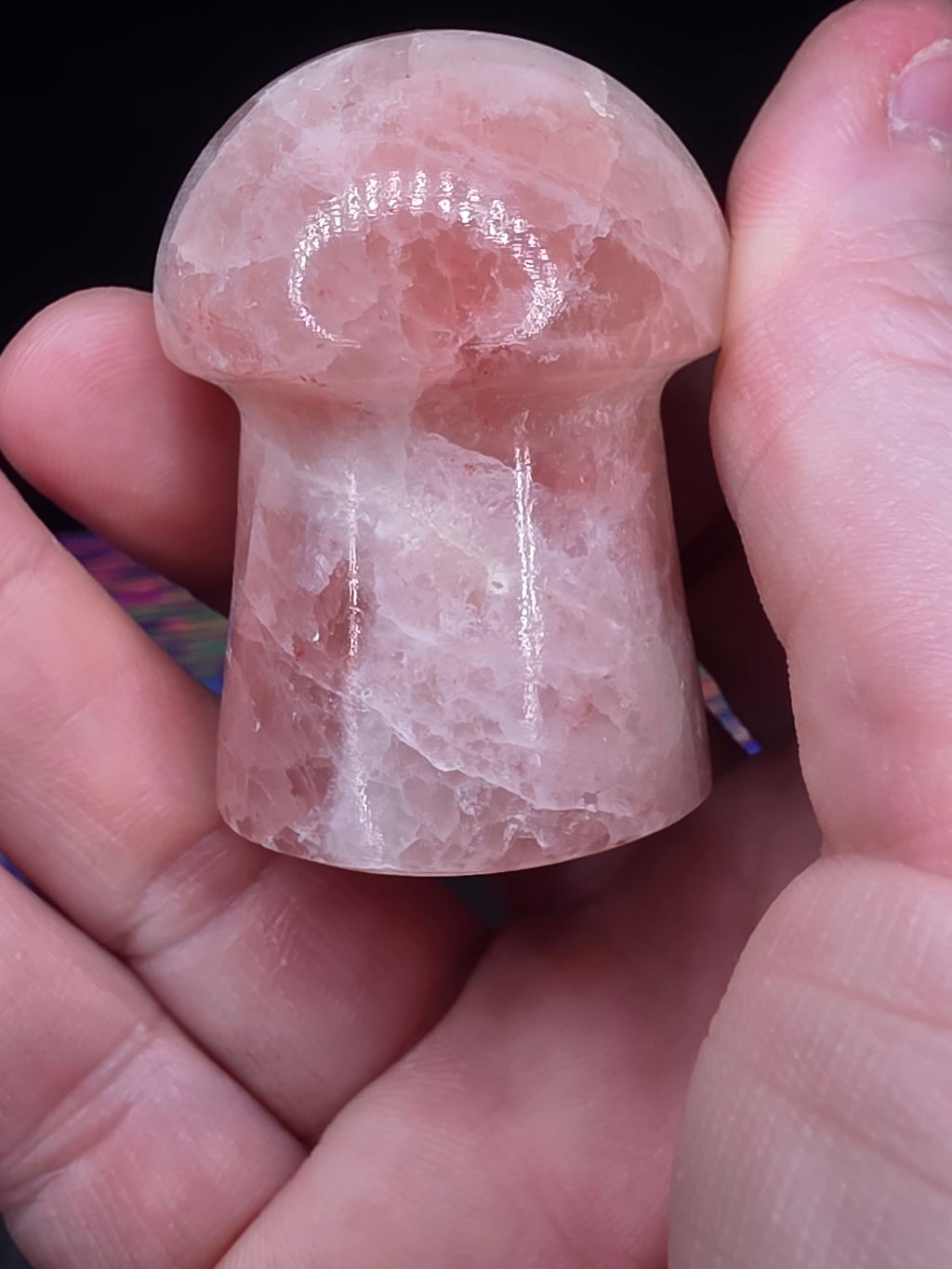 🍄 Strawberry Calcite Mushroom Carving B