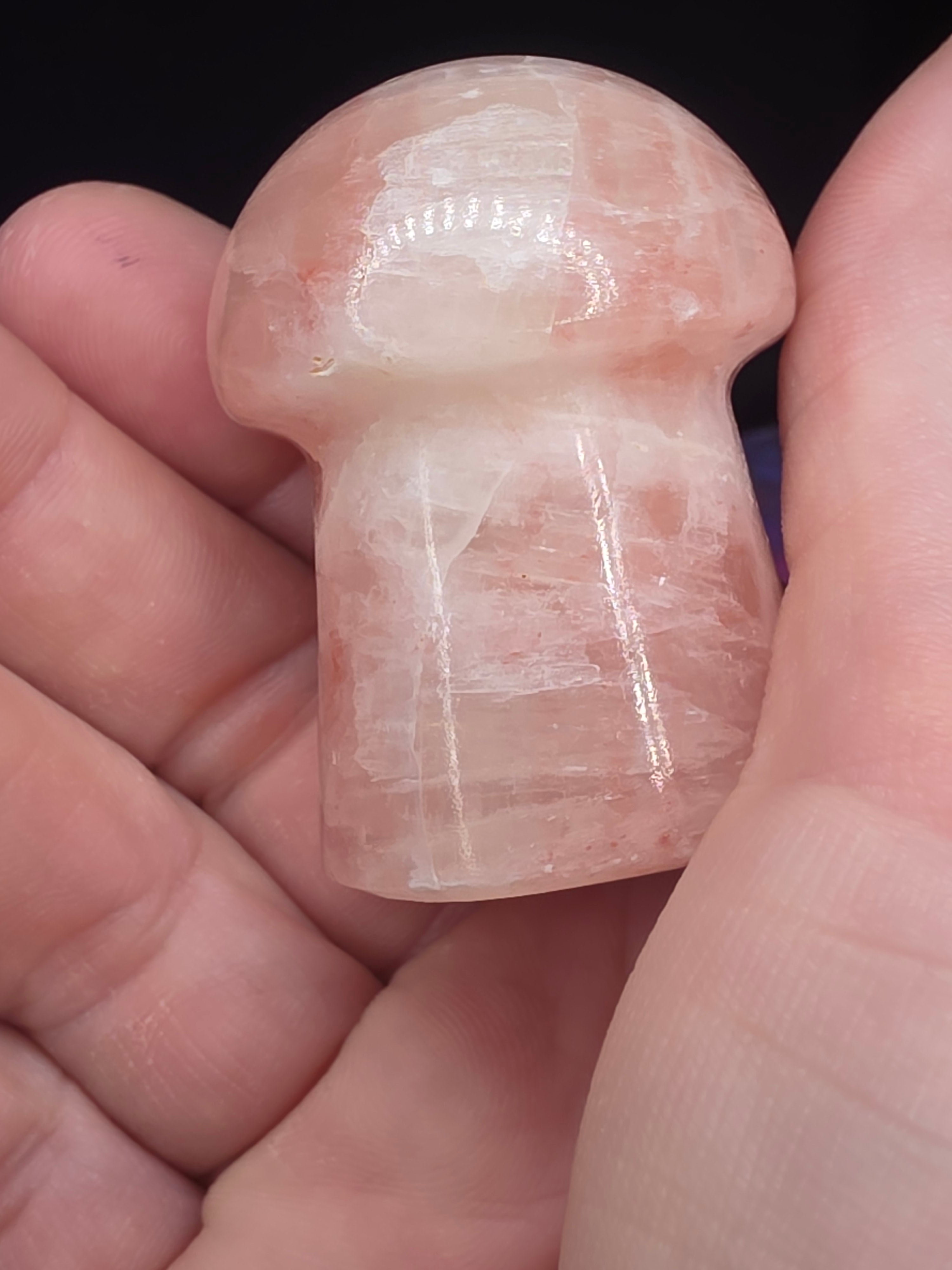 🍄 Strawberry Calcite Mushroom Carving B