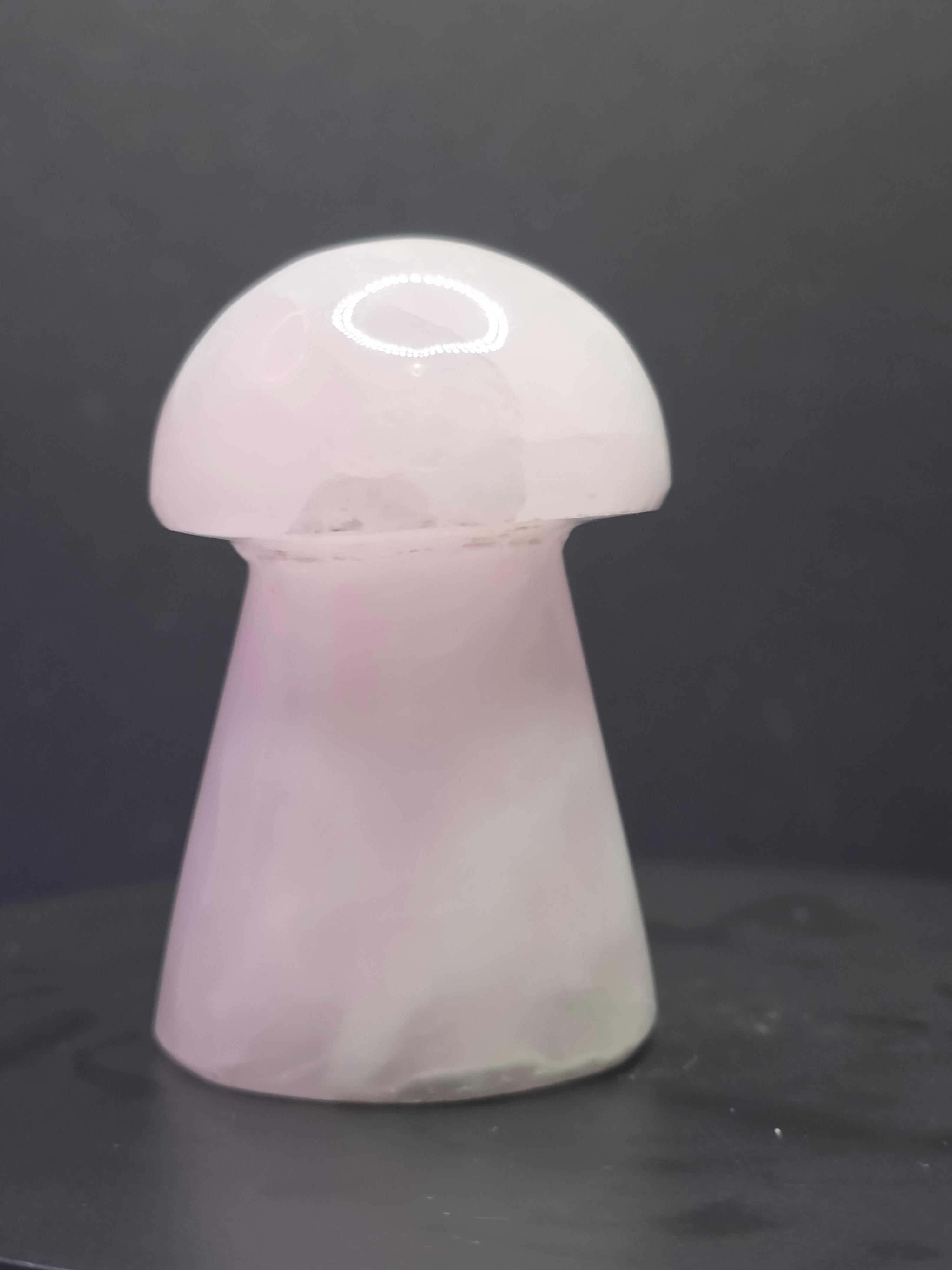 🍄 Pink Mangano Calcite Mushroom Carving A