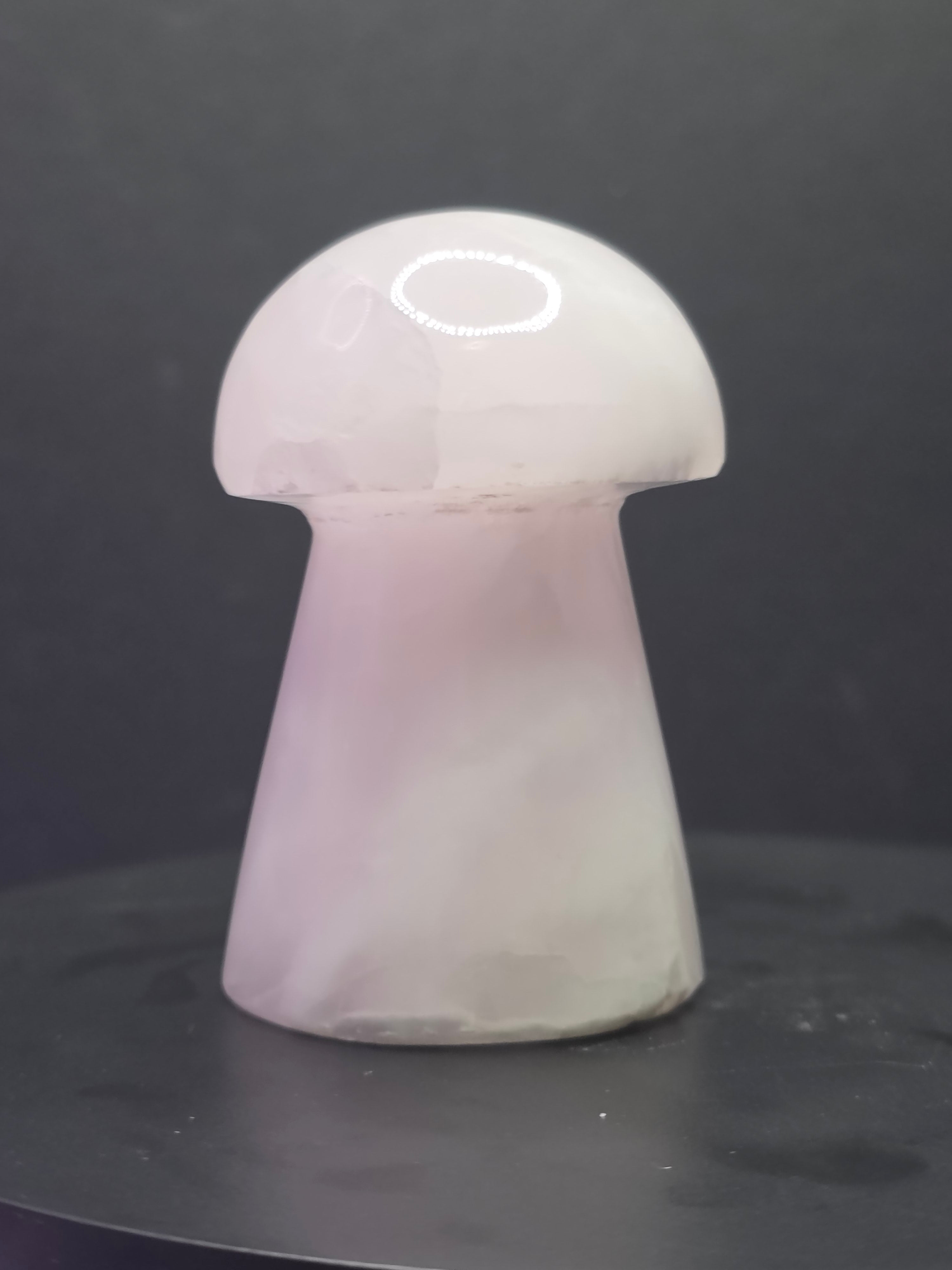🍄 Pink Mangano Calcite Mushroom Carving A