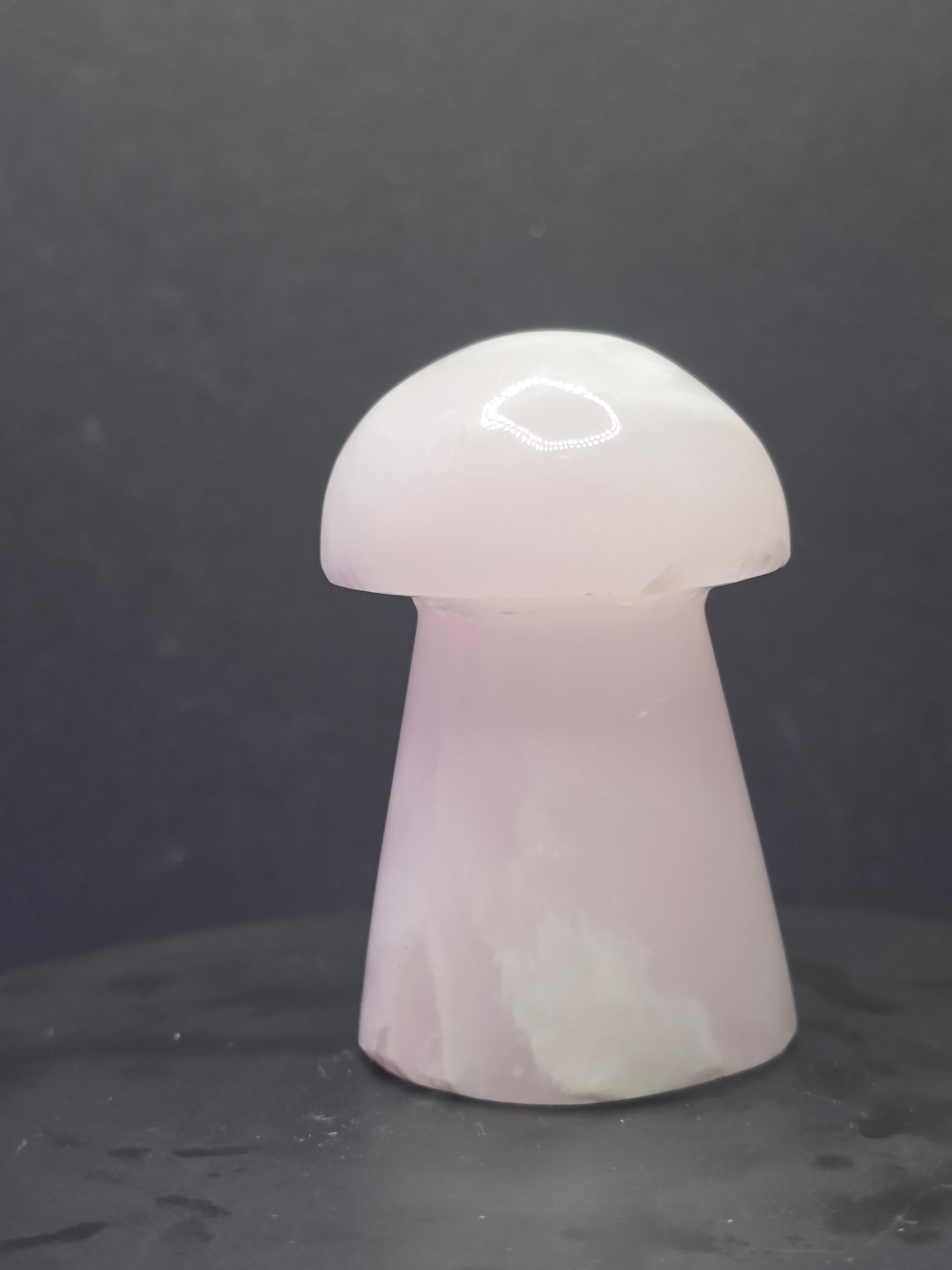 🍄 Pink Mangano Calcite Mushroom Carving A