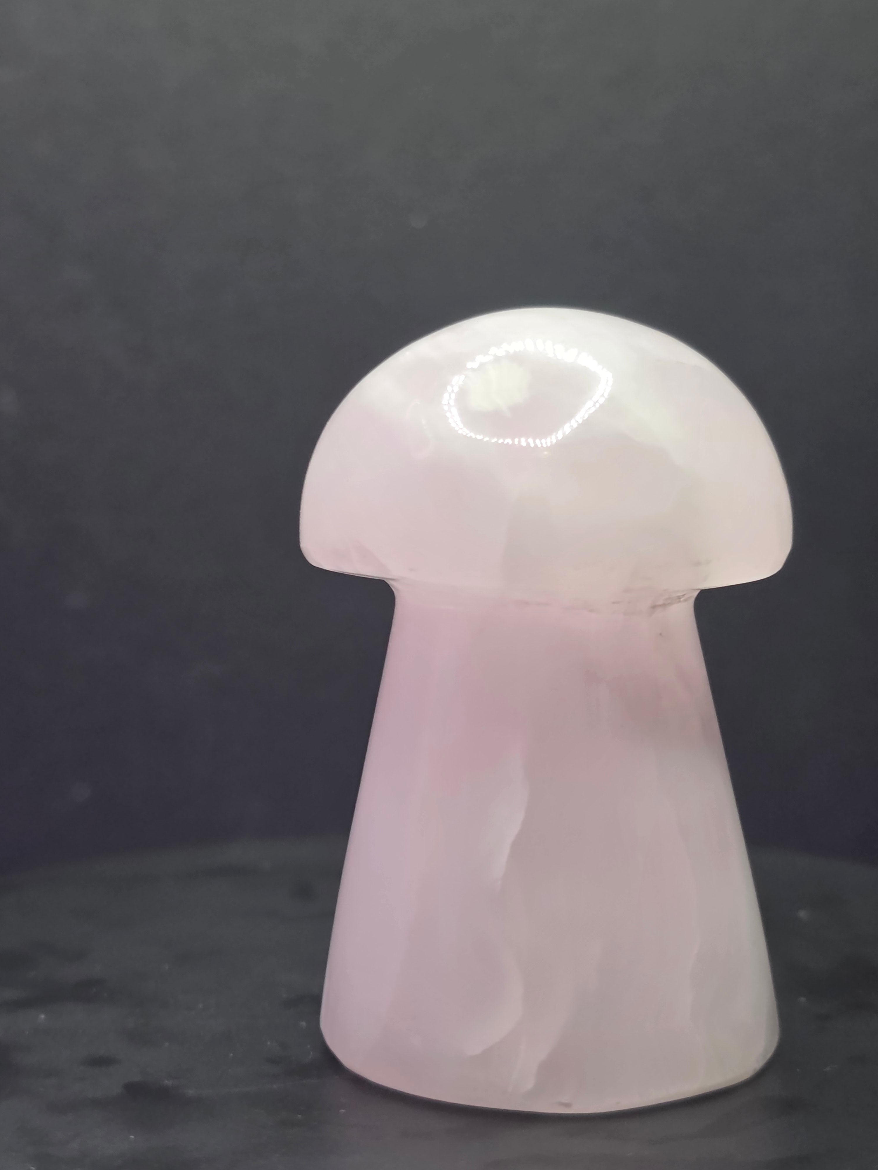🍄 Pink Mangano Calcite Mushroom Carving A