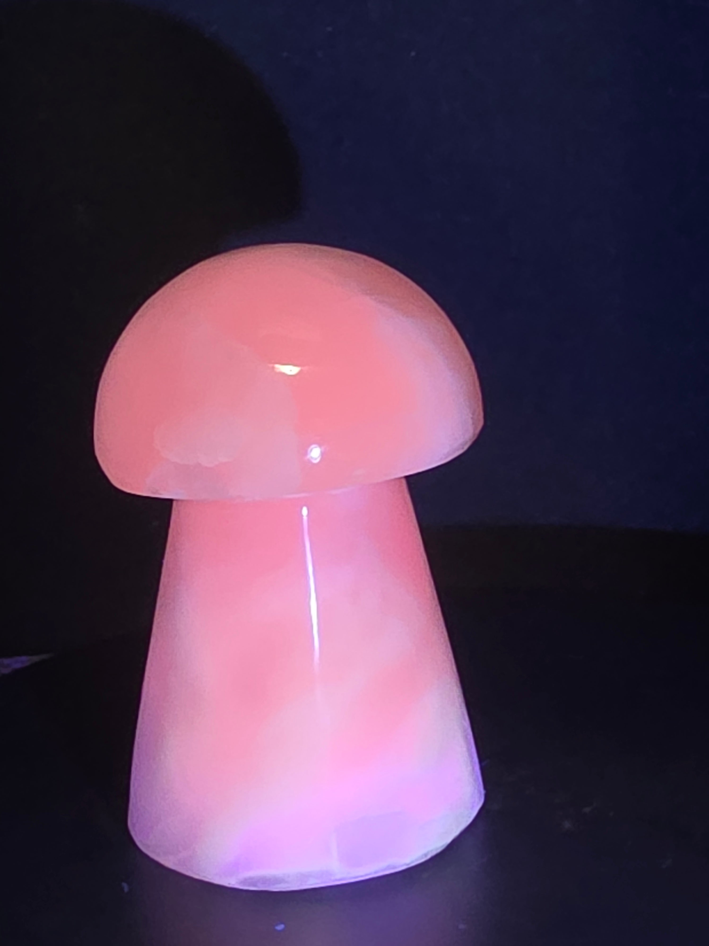 🍄 Pink Mangano Calcite Mushroom Carving A